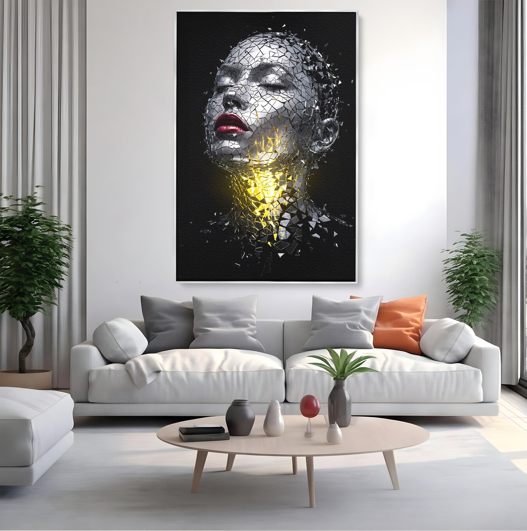 Tablou Canvas Premium LuxCanva® G1292, Chip Uman Fragmentat, Portret, Abstract, Modern, Fragmentat, Dormitor, Birou, Culori Vibrante