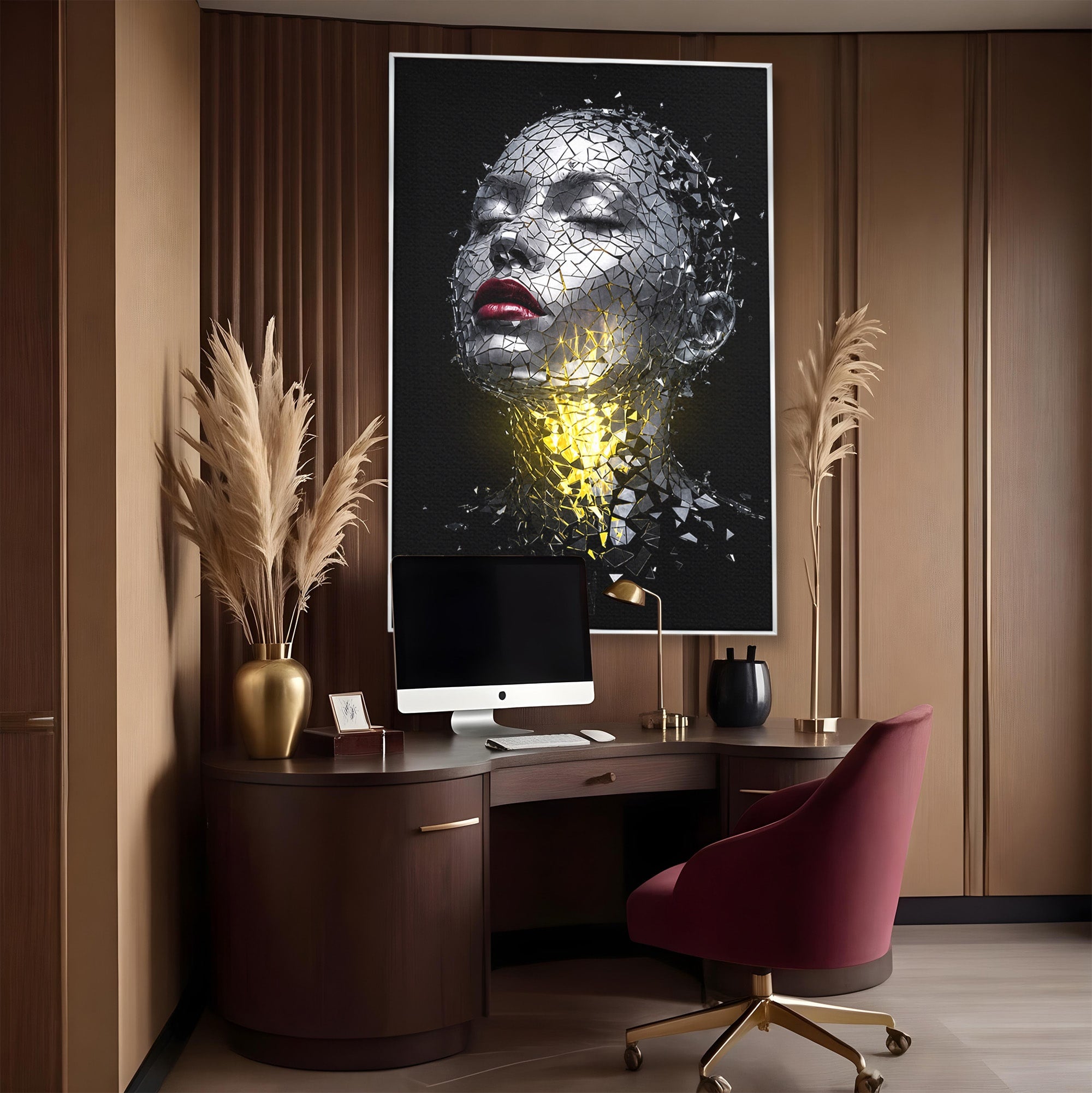 Tablou Canvas Premium LuxCanva® G1292, Chip Uman Fragmentat, Portret, Abstract, Modern, Fragmentat, Dormitor, Birou, Culori Vibrante