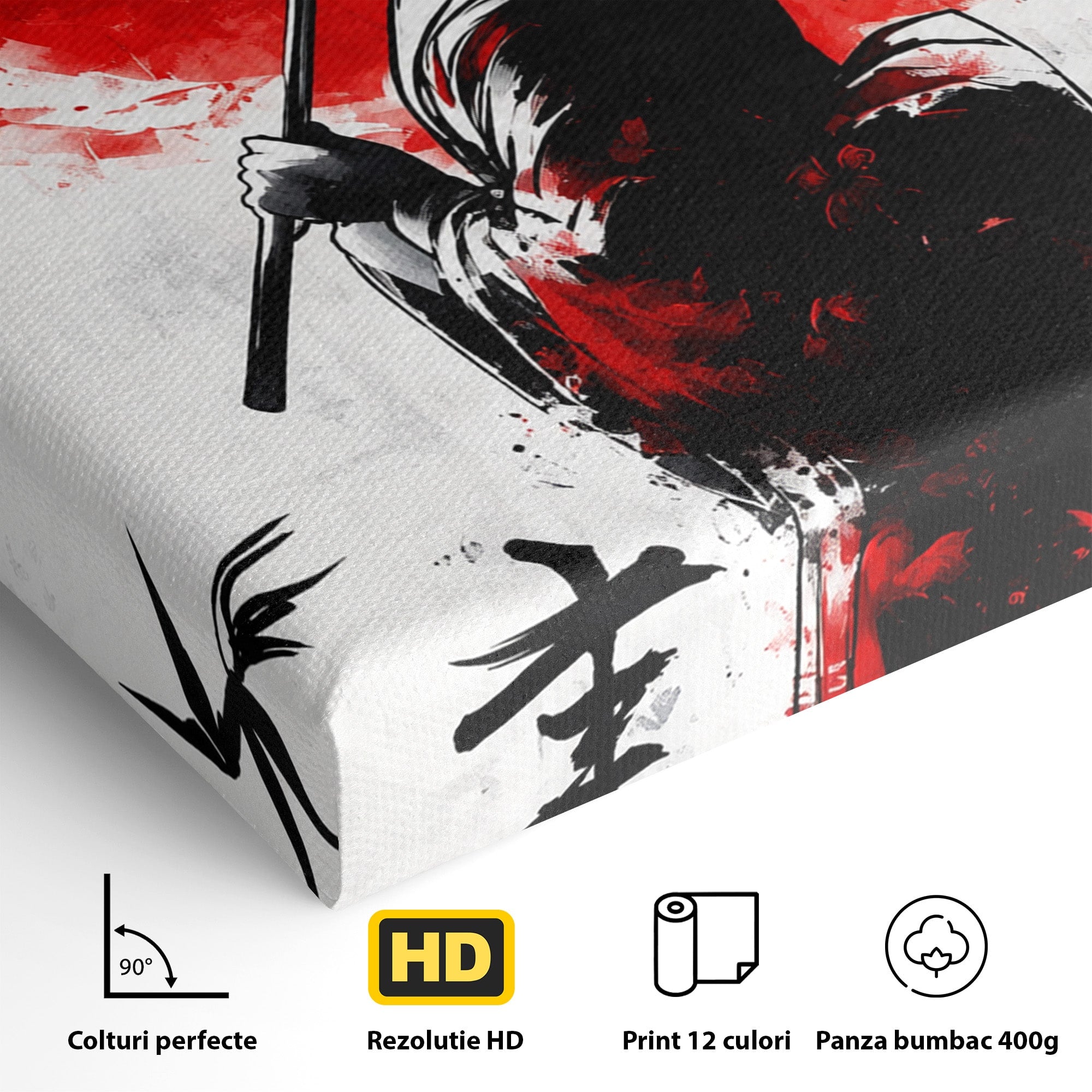 Tablou Canvas Premium LuxCanva® G1293, Geisha Cu Umbrela, Geisha, Umbrela, Arta Japoneza, Eleganta, Dormitor, Culori Vibrante