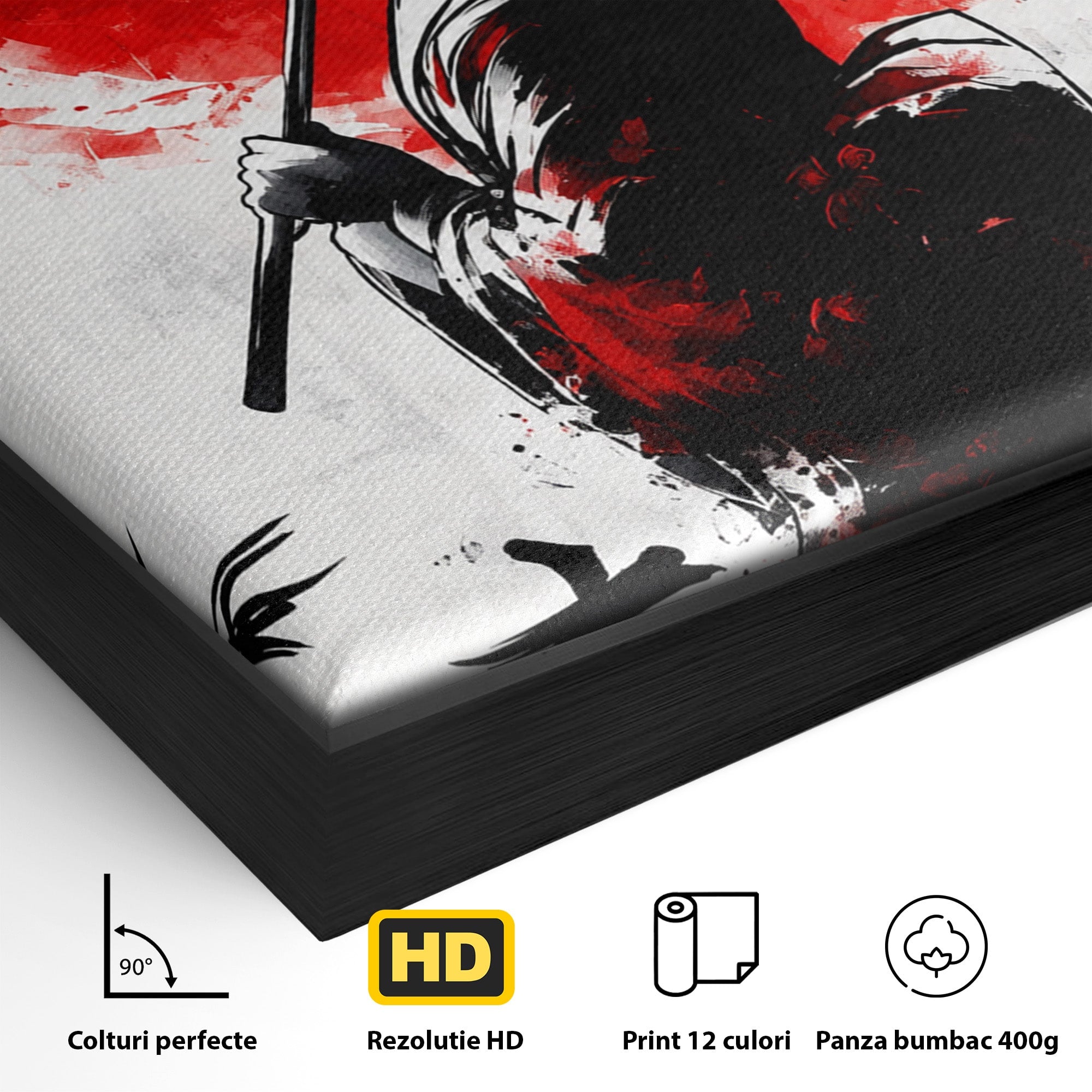Tablou Canvas Premium LuxCanva® G1293, Geisha Cu Umbrela, Geisha, Umbrela, Arta Japoneza, Eleganta, Dormitor, Culori Vibrante