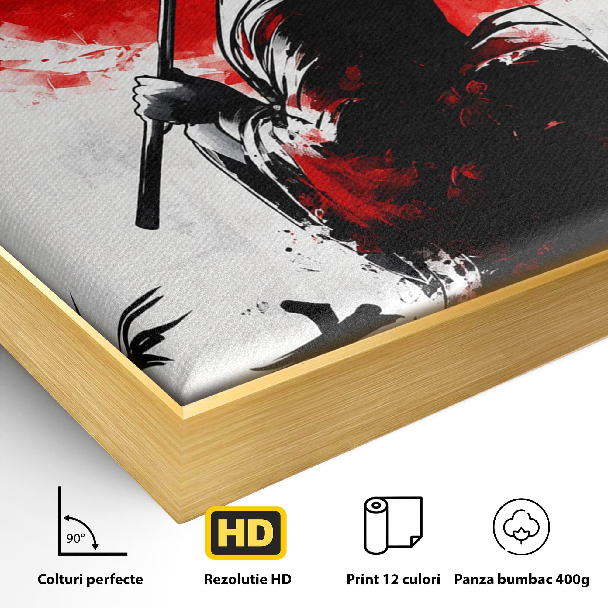 Tablou Canvas Premium LuxCanva® G1293, Geisha Cu Umbrela, Geisha, Umbrela, Arta Japoneza, Eleganta, Dormitor, Culori Vibrante