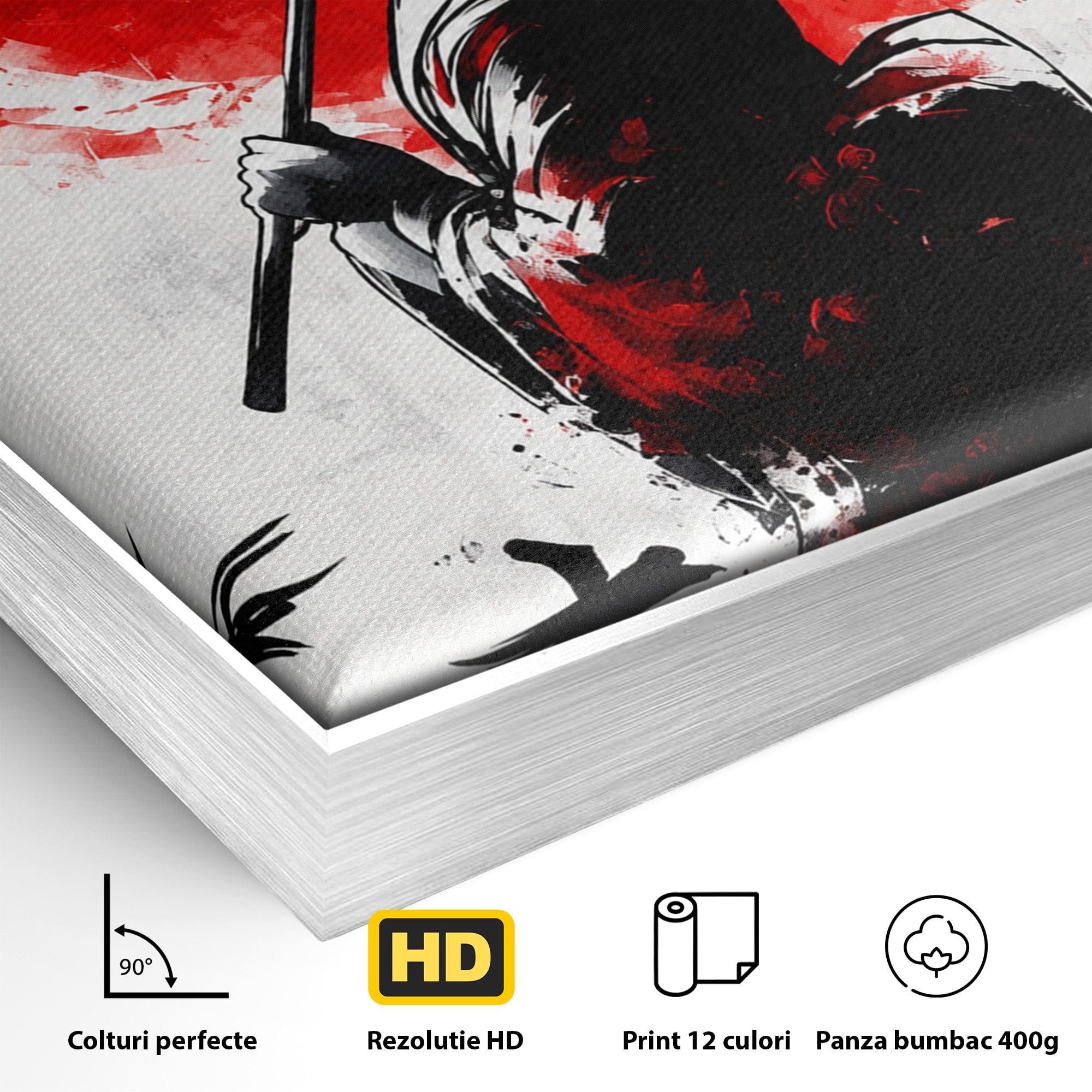Tablou Canvas Premium LuxCanva® G1293, Geisha Cu Umbrela, Geisha, Umbrela, Arta Japoneza, Eleganta, Dormitor, Culori Vibrante