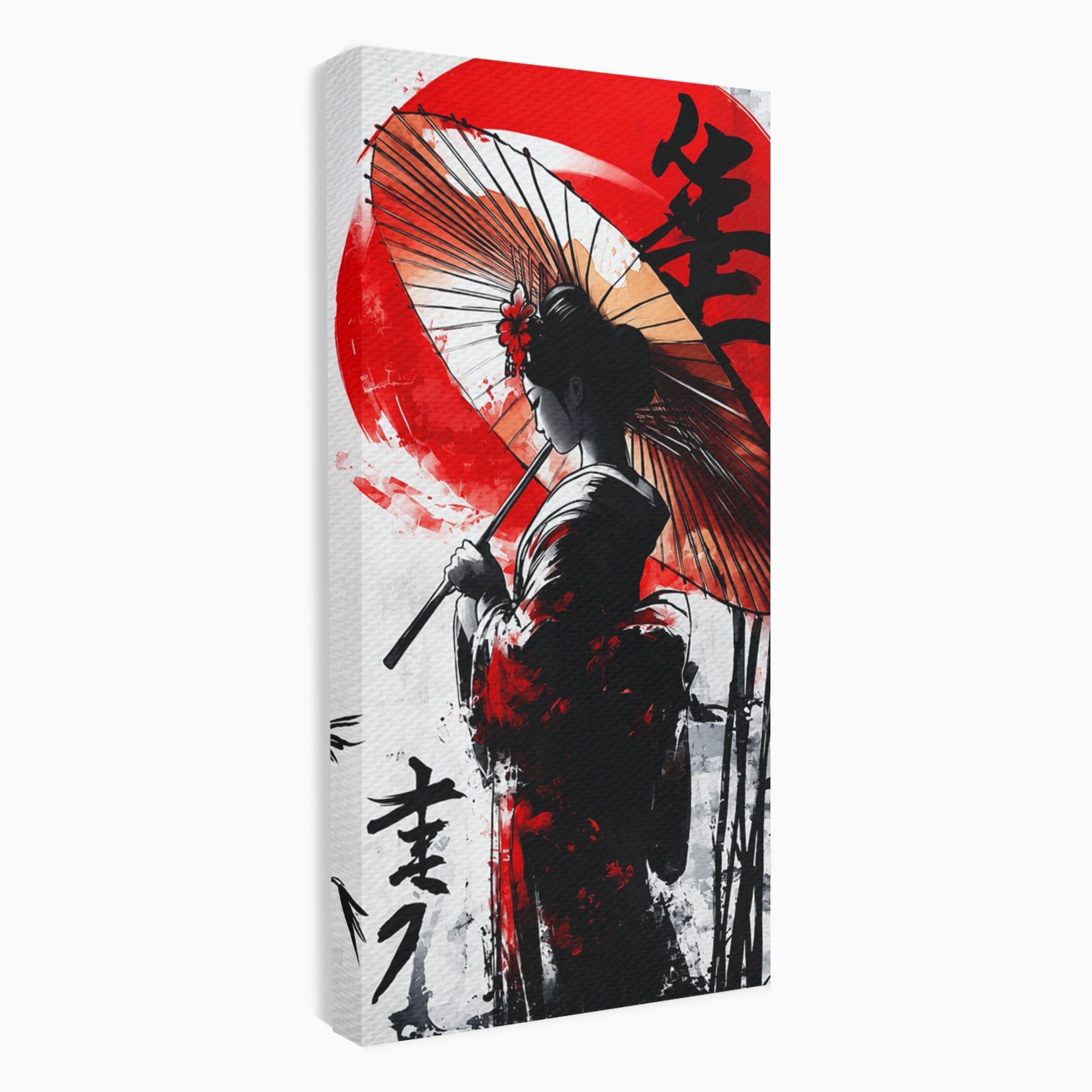 Tablou Canvas Premium LuxCanva® G1293, Geisha Cu Umbrela, Geisha, Umbrela, Arta Japoneza, Eleganta, Dormitor, Culori Vibrante