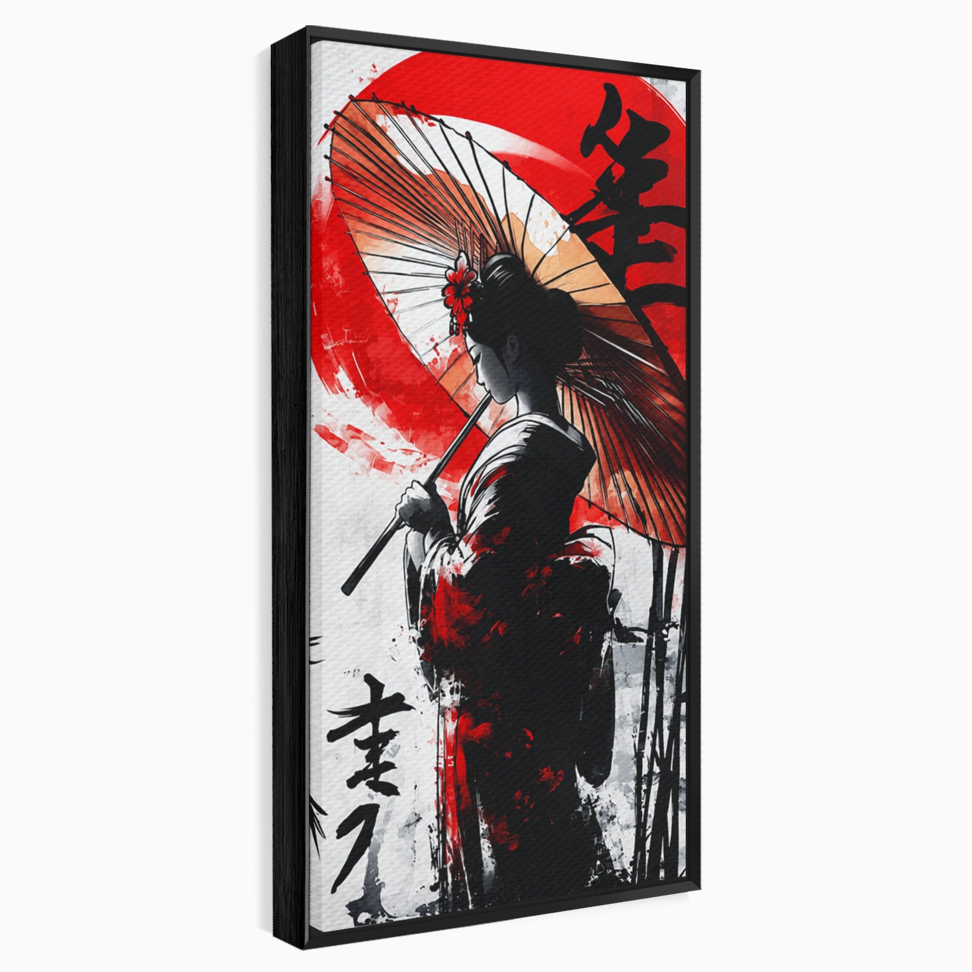 Tablou Canvas Premium LuxCanva® G1293, Geisha Cu Umbrela, Geisha, Umbrela, Arta Japoneza, Eleganta, Dormitor, Culori Vibrante