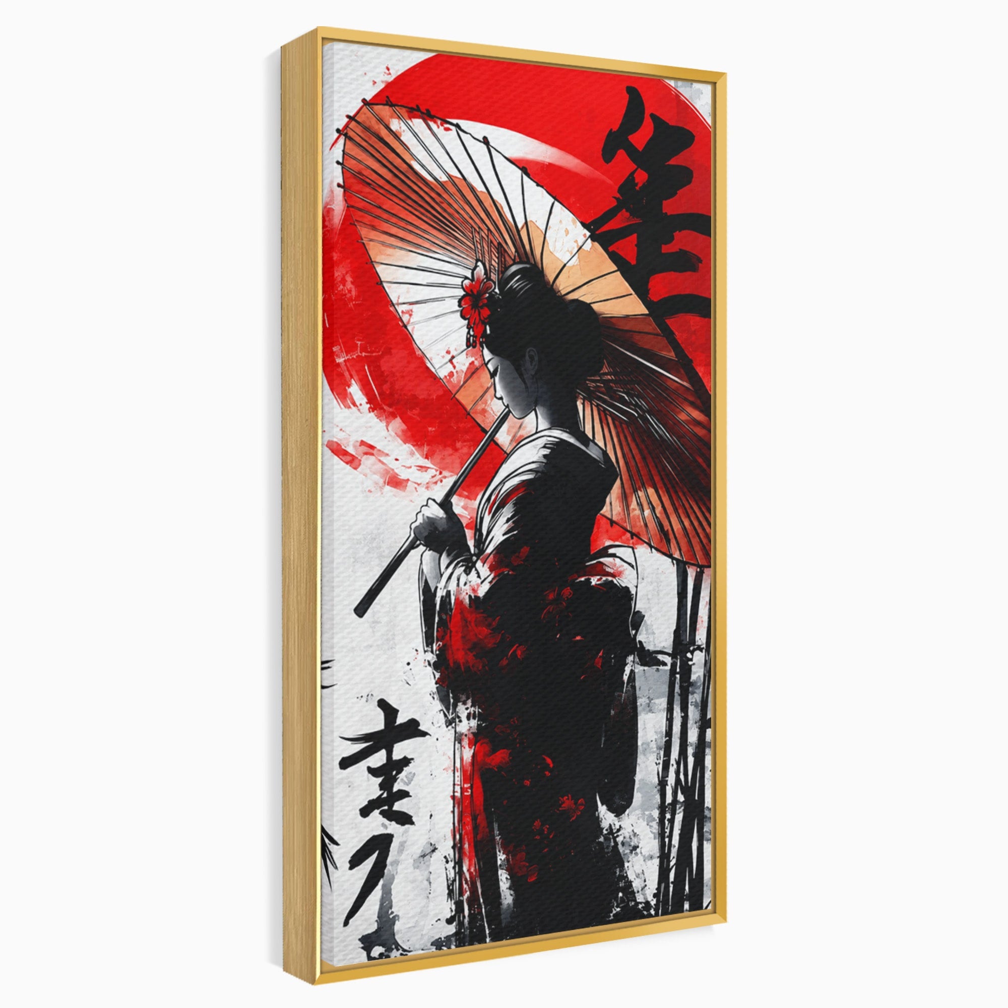 Tablou Canvas Premium LuxCanva® G1293, Geisha Cu Umbrela, Geisha, Umbrela, Arta Japoneza, Eleganta, Dormitor, Culori Vibrante