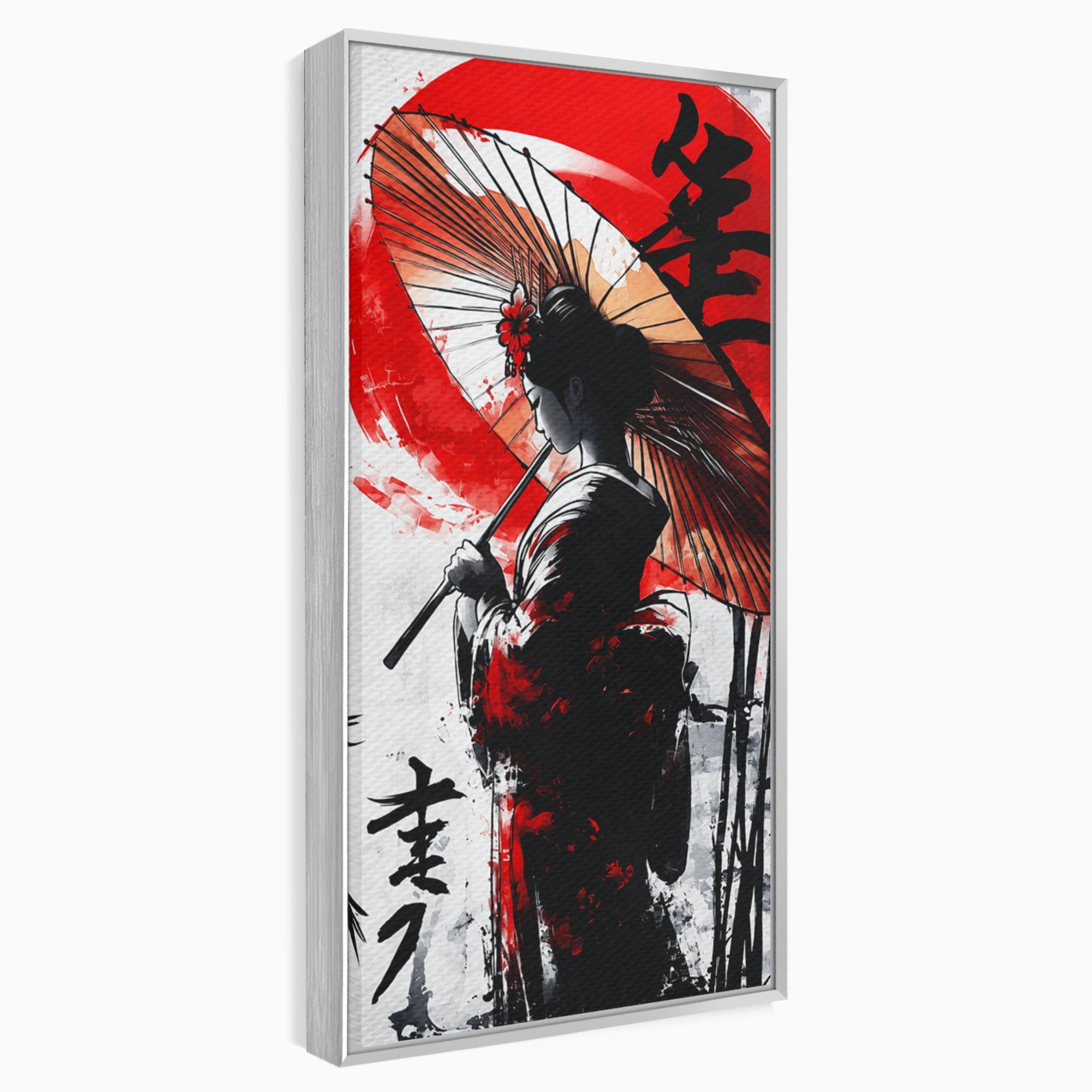 Tablou Canvas Premium LuxCanva® G1293, Geisha Cu Umbrela, Geisha, Umbrela, Arta Japoneza, Eleganta, Dormitor, Culori Vibrante