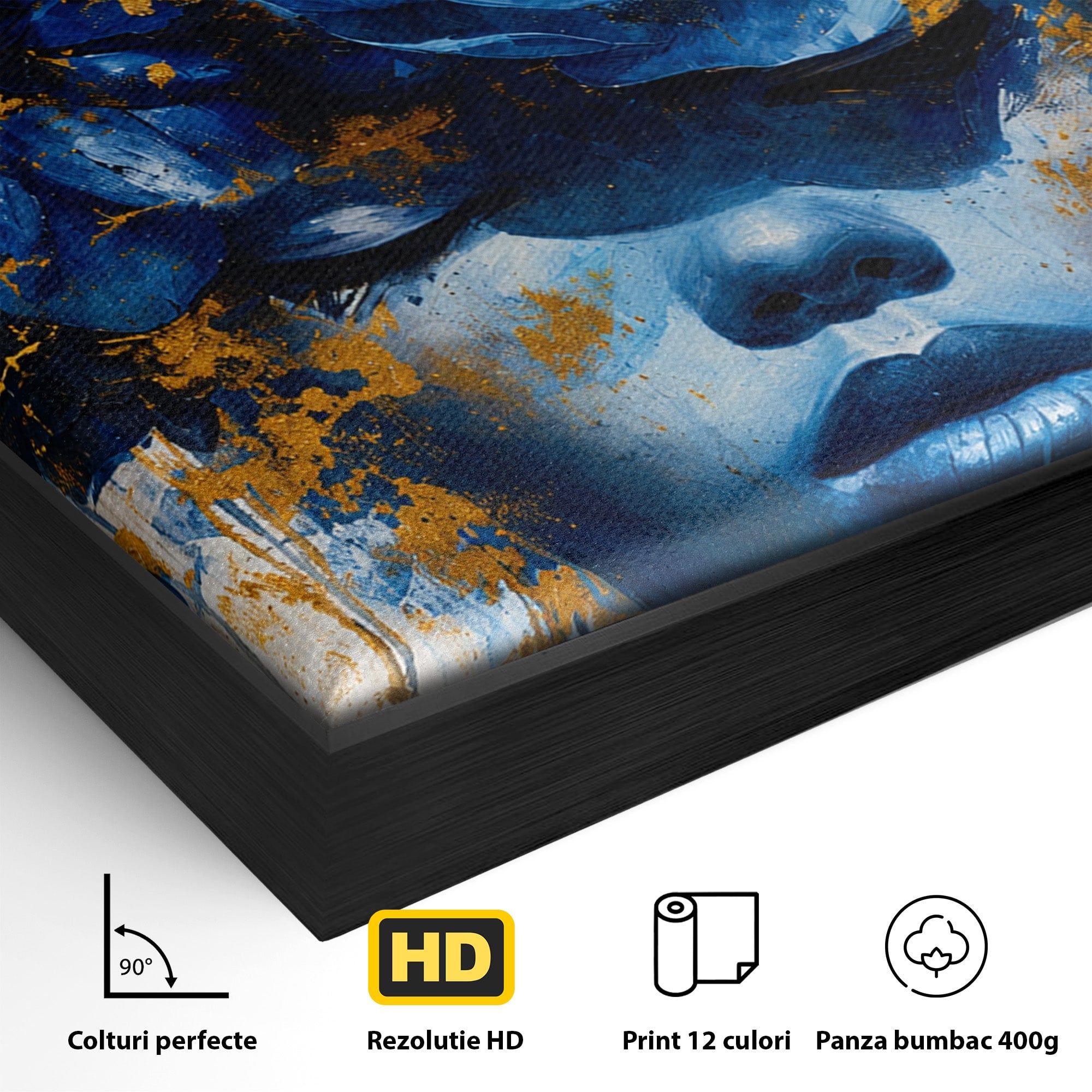 Tablou Canvas Premium LuxCanva® G1294, Portret Floral Albastru, Portret, Flori, Arta, Frumusete, Dormitor, Culori Vibrante