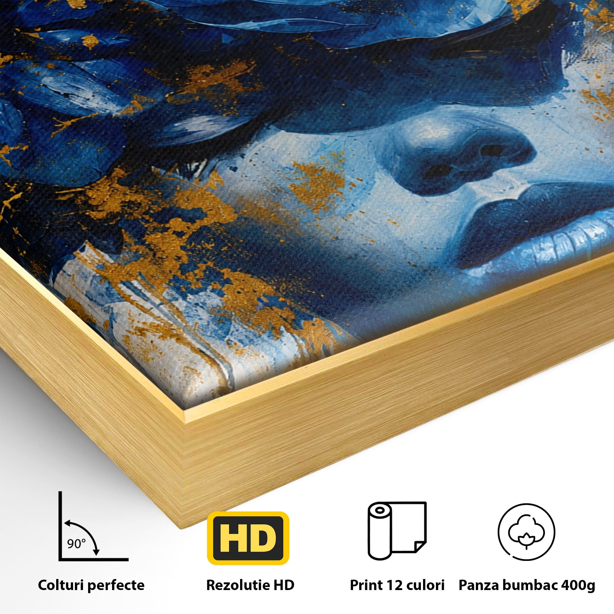 Tablou Canvas Premium LuxCanva® G1294, Portret Floral Albastru, Portret, Flori, Arta, Frumusete, Dormitor, Culori Vibrante