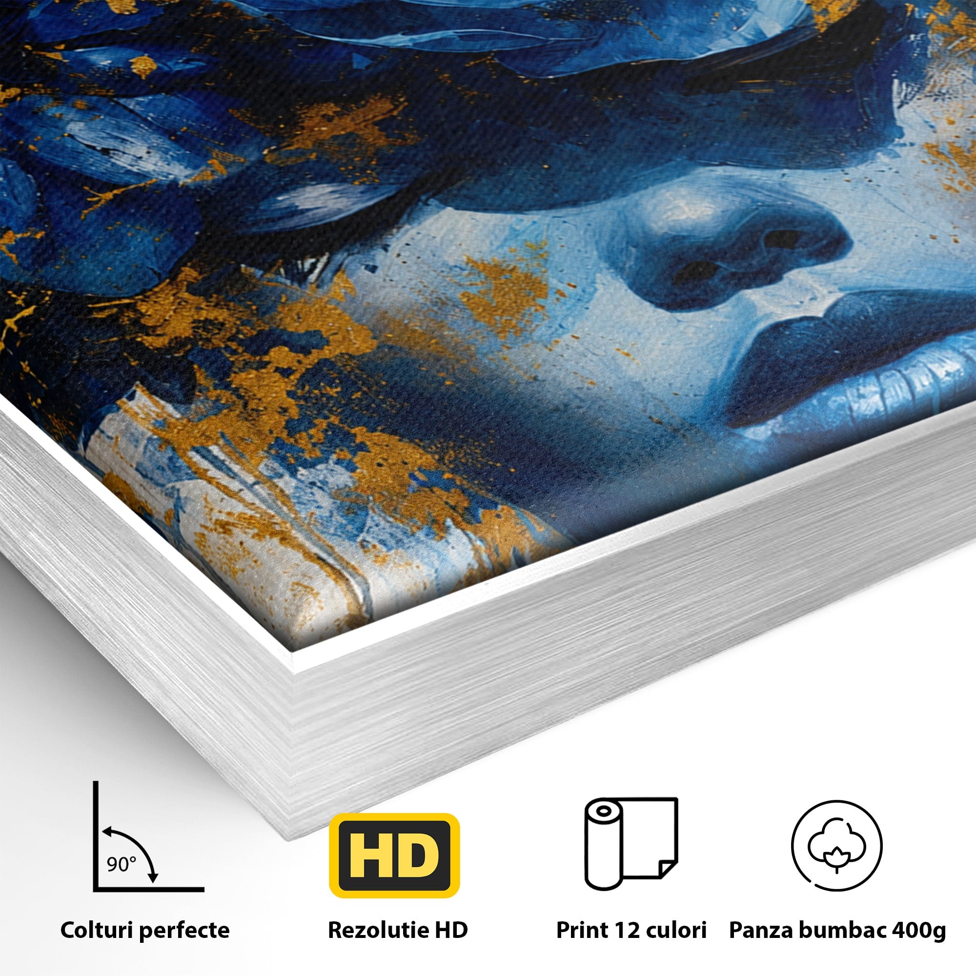 Tablou Canvas Premium LuxCanva® G1294, Portret Floral Albastru, Portret, Flori, Arta, Frumusete, Dormitor, Culori Vibrante