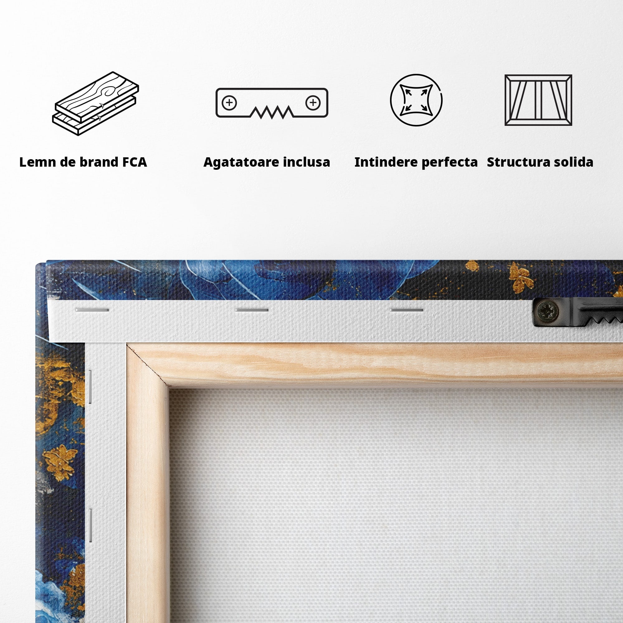 Tablou Canvas Premium LuxCanva® G1294, Portret Floral Albastru, Portret, Flori, Arta, Frumusete, Dormitor, Culori Vibrante