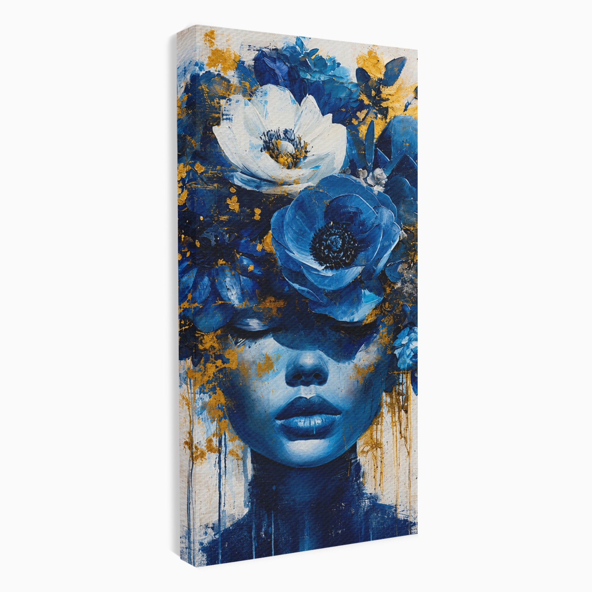 Tablou Canvas Premium LuxCanva® G1294, Portret Floral Albastru, Portret, Flori, Arta, Frumusete, Dormitor, Culori Vibrante