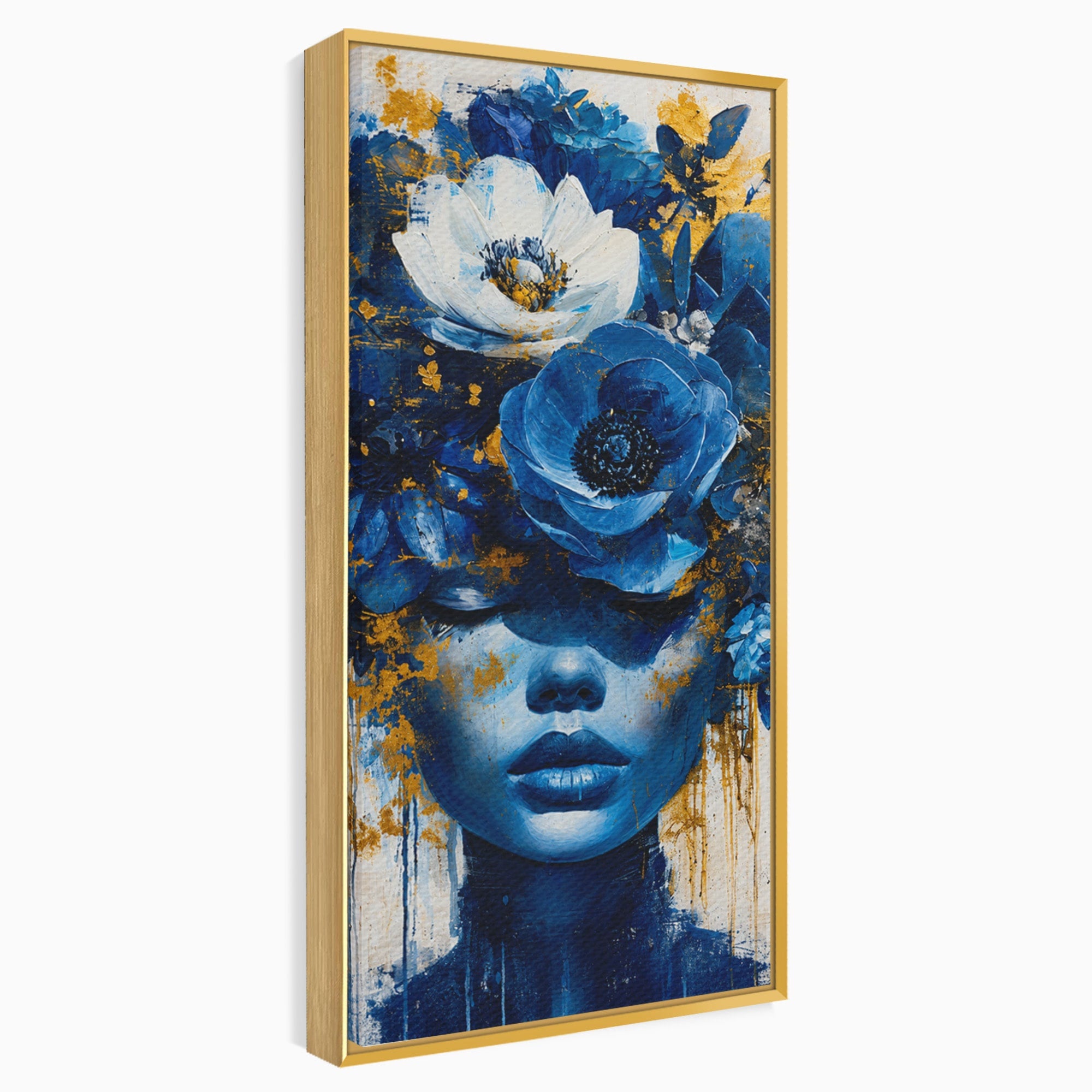 Tablou Canvas Premium LuxCanva® G1294, Portret Floral Albastru, Portret, Flori, Arta, Frumusete, Dormitor, Culori Vibrante