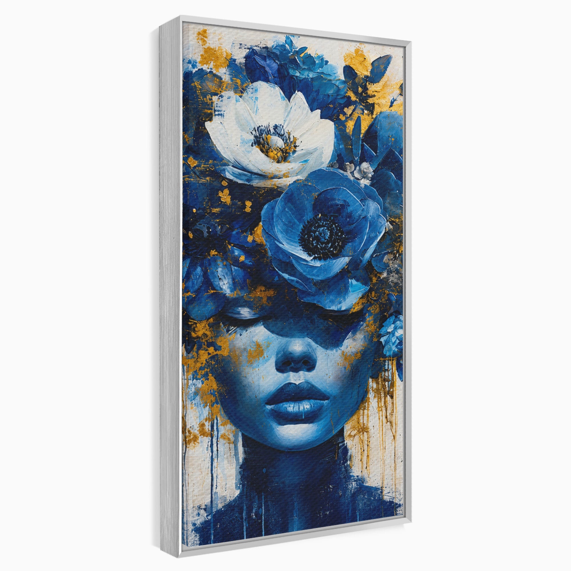 Tablou Canvas Premium LuxCanva® G1294, Portret Floral Albastru, Portret, Flori, Arta, Frumusete, Dormitor, Culori Vibrante