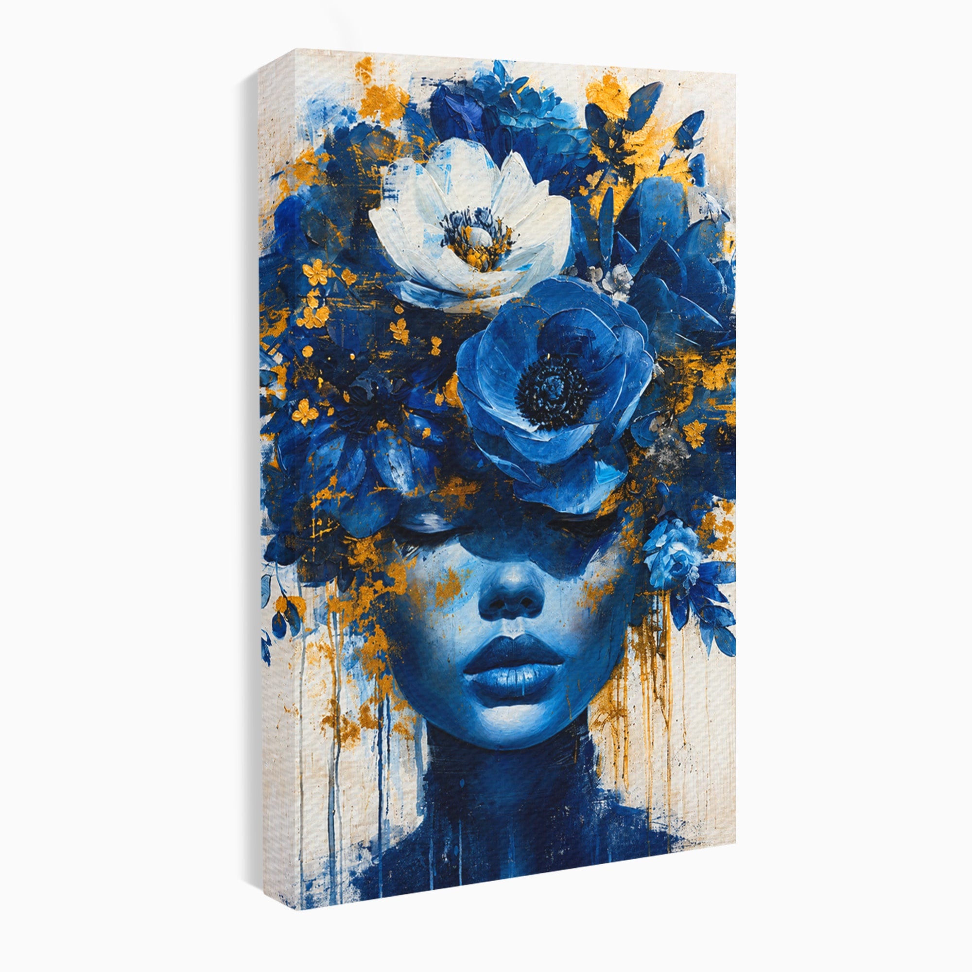 Tablou Canvas Premium LuxCanva® G1294, Portret Floral Albastru, Portret, Flori, Arta, Frumusete, Dormitor, Culori Vibrante