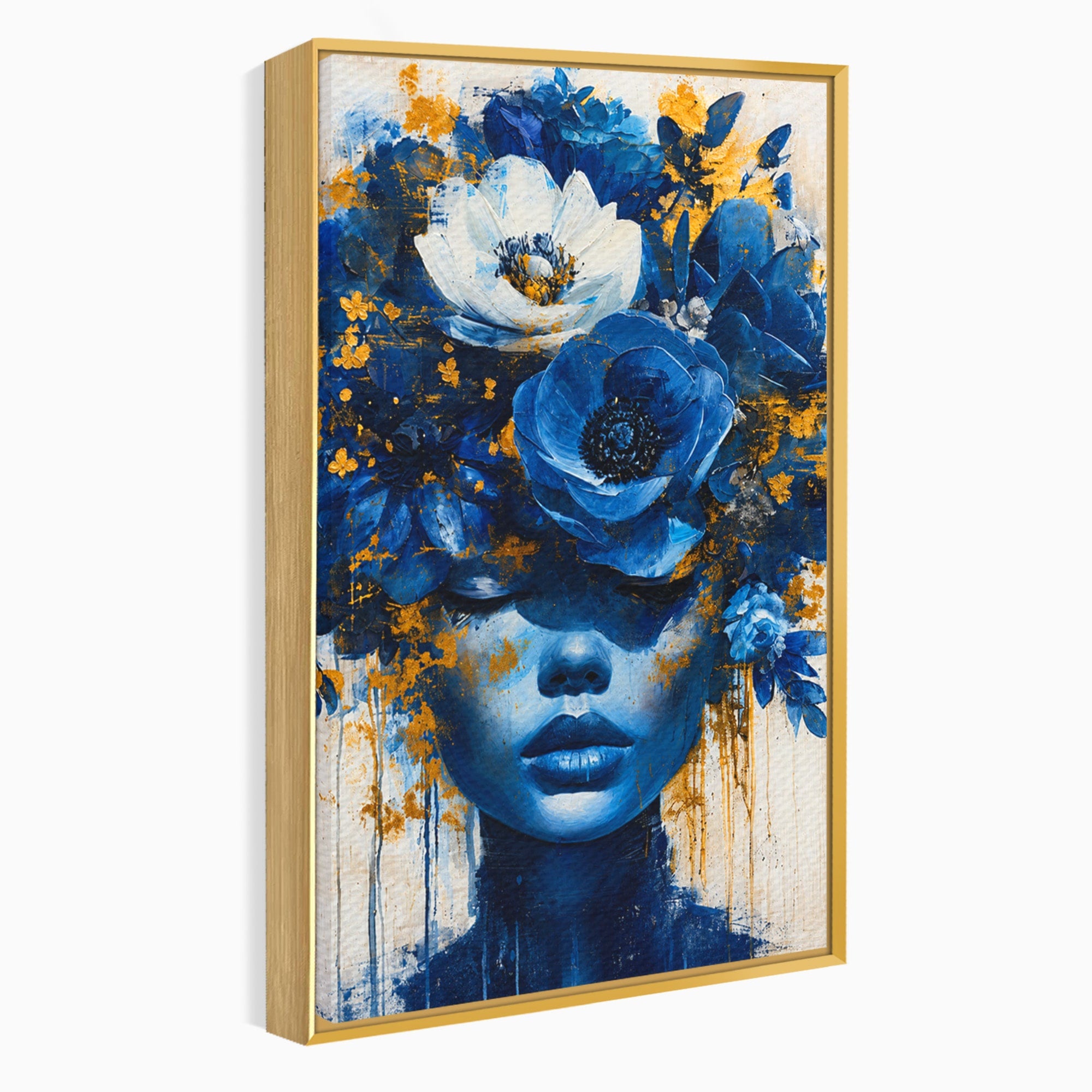 Tablou Canvas Premium LuxCanva® G1294, Portret Floral Albastru, Portret, Flori, Arta, Frumusete, Dormitor, Culori Vibrante