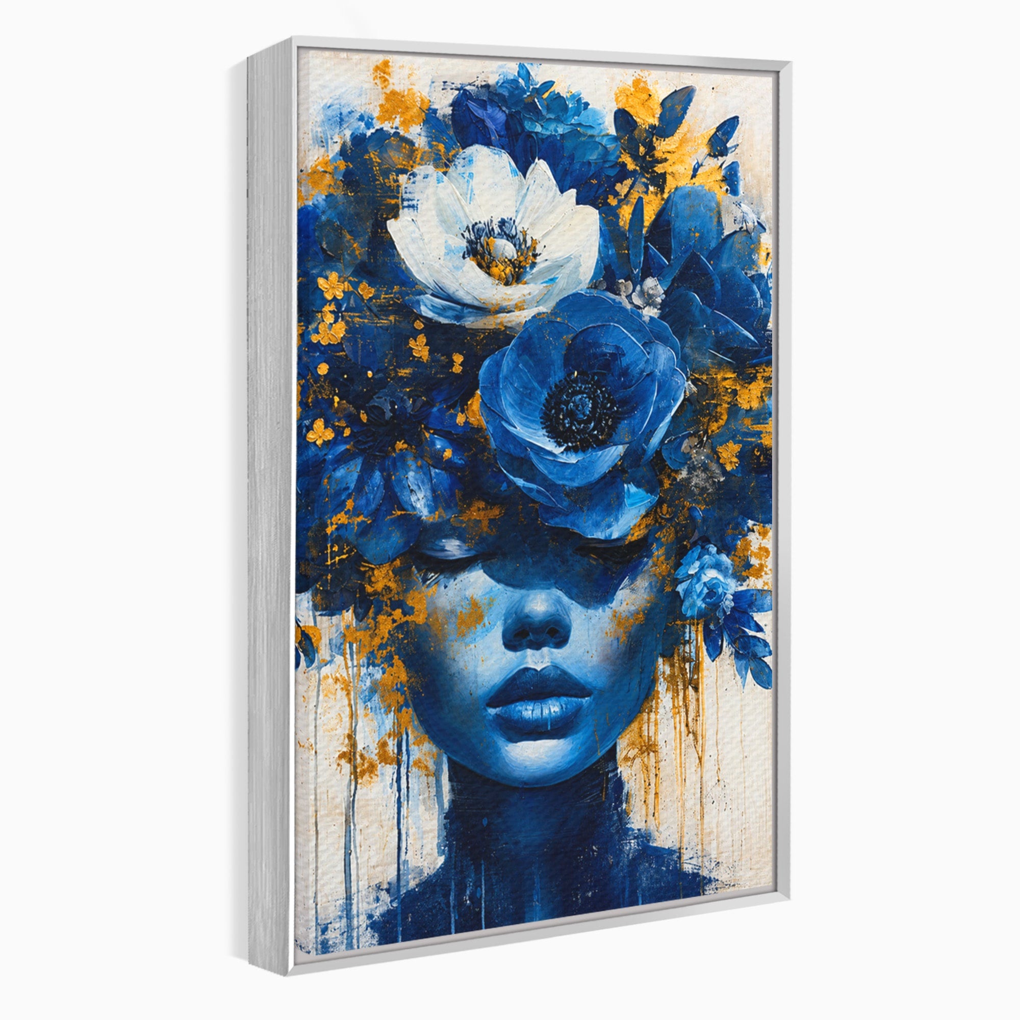 Tablou Canvas Premium LuxCanva® G1294, Portret Floral Albastru, Portret, Flori, Arta, Frumusete, Dormitor, Culori Vibrante