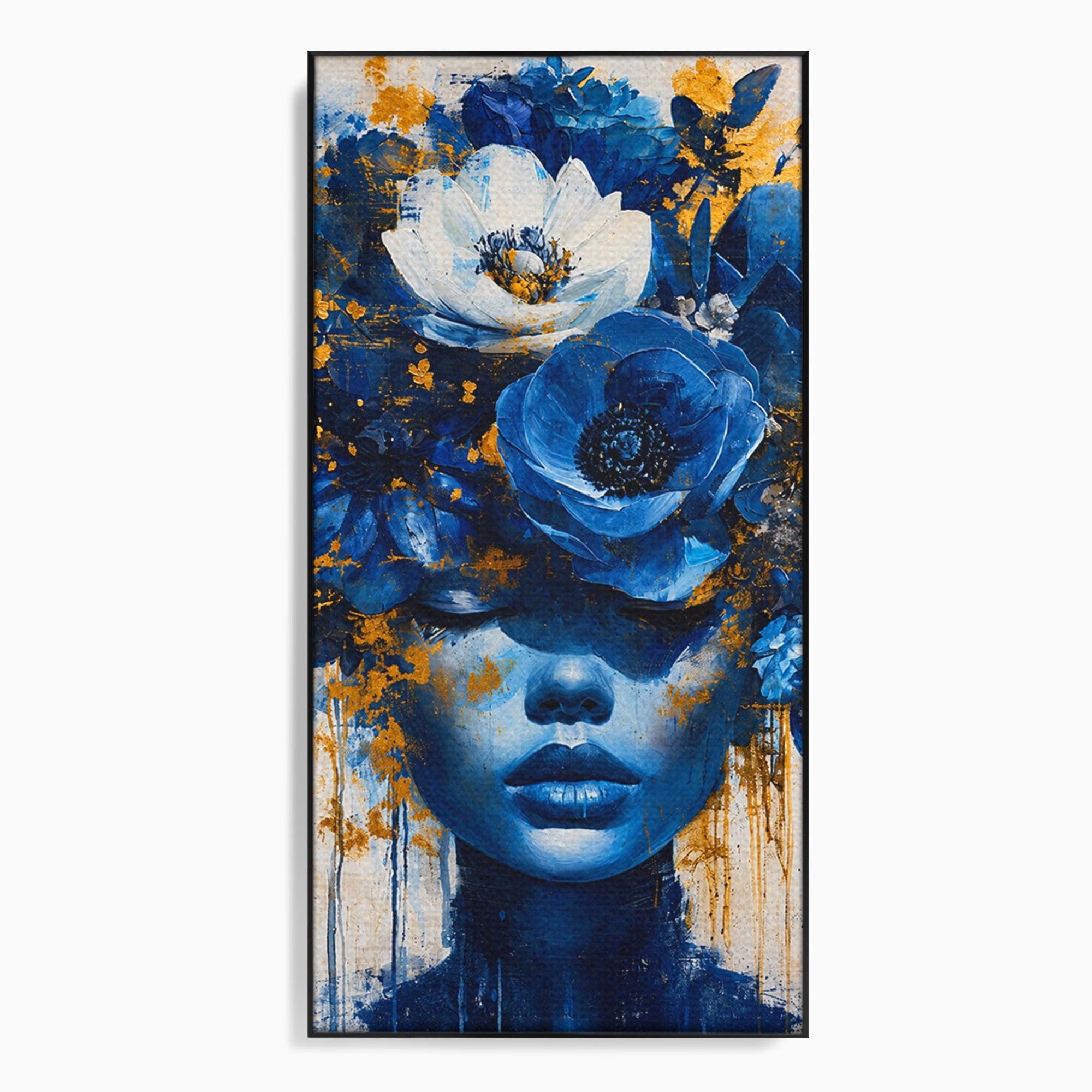 Tablou Canvas Premium LuxCanva® G1294, Portret Floral Albastru, Portret, Flori, Arta, Frumusete, Dormitor, Culori Vibrante