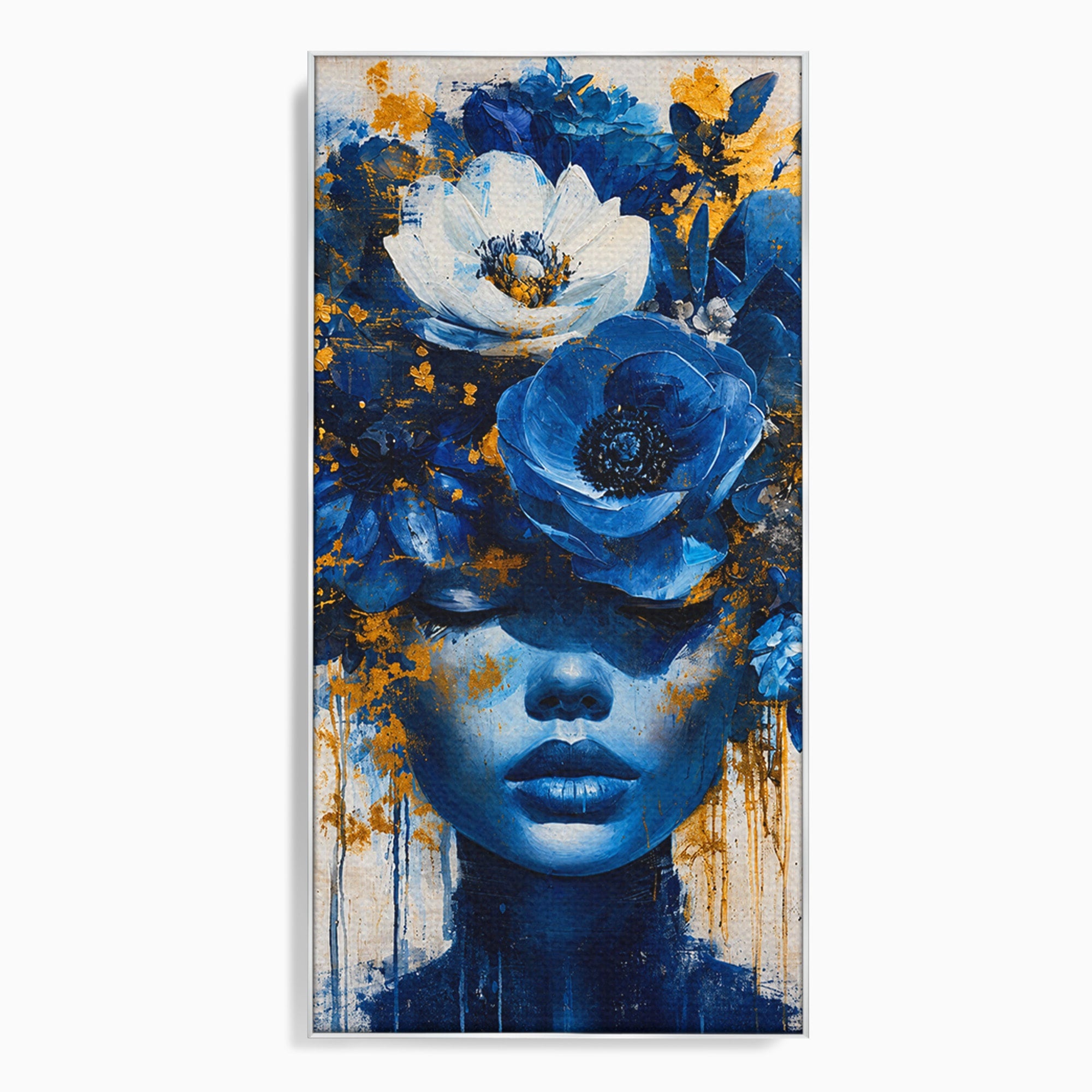 Tablou Canvas Premium LuxCanva® G1294, Portret Floral Albastru, Portret, Flori, Arta, Frumusete, Dormitor, Culori Vibrante