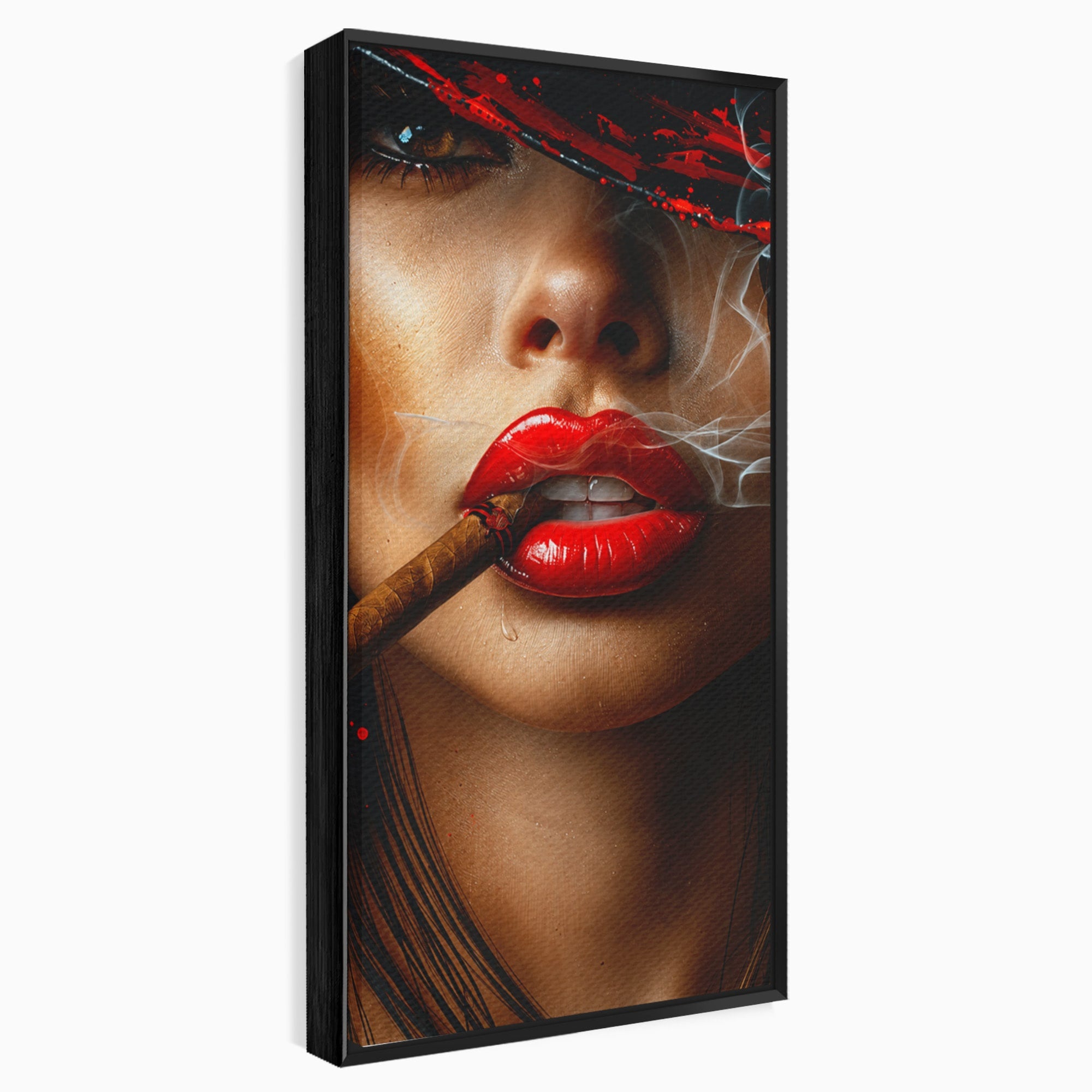 Tablou Canvas Premium LuxCanva® G1295, Femeie Cu Trabuc, Femeie, Trabuc, Portret, Living, Modern, Culori Vibrante