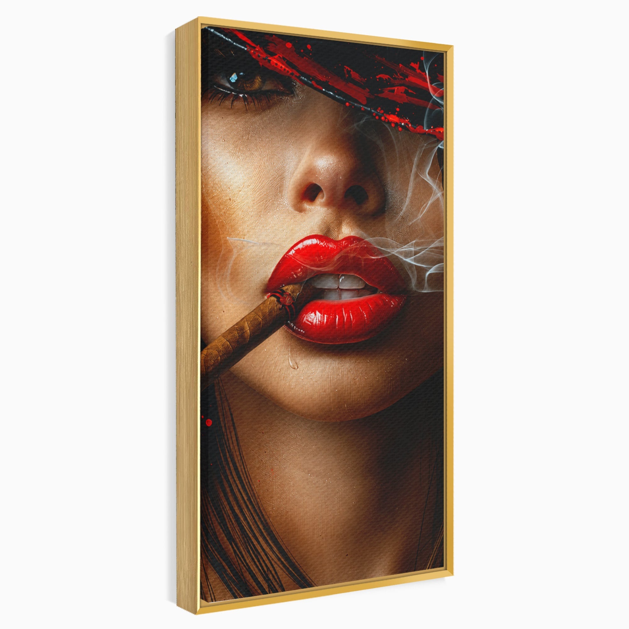 Tablou Canvas Premium LuxCanva® G1295, Femeie Cu Trabuc, Femeie, Trabuc, Portret, Living, Modern, Culori Vibrante
