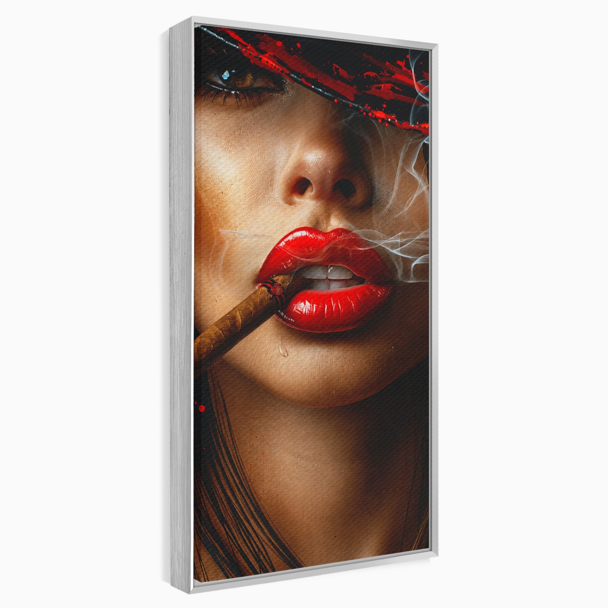 Tablou Canvas Premium LuxCanva® G1295, Femeie Cu Trabuc, Femeie, Trabuc, Portret, Living, Modern, Culori Vibrante
