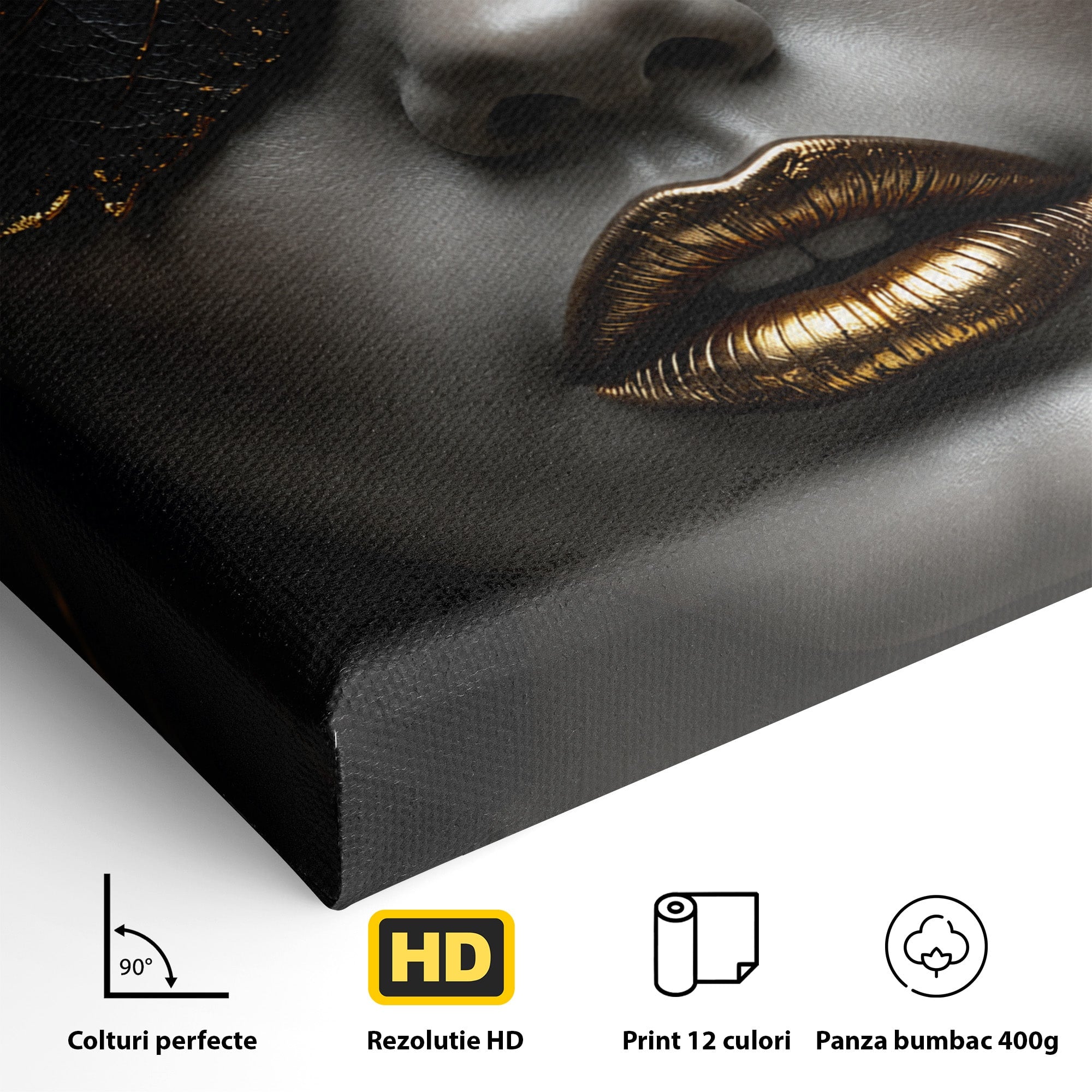 Tablou Canvas Premium LuxCanva® G1298, Misterul Auriu, Portret, Mister, Eleganta, Dormitor, Living, Culori Vibrante