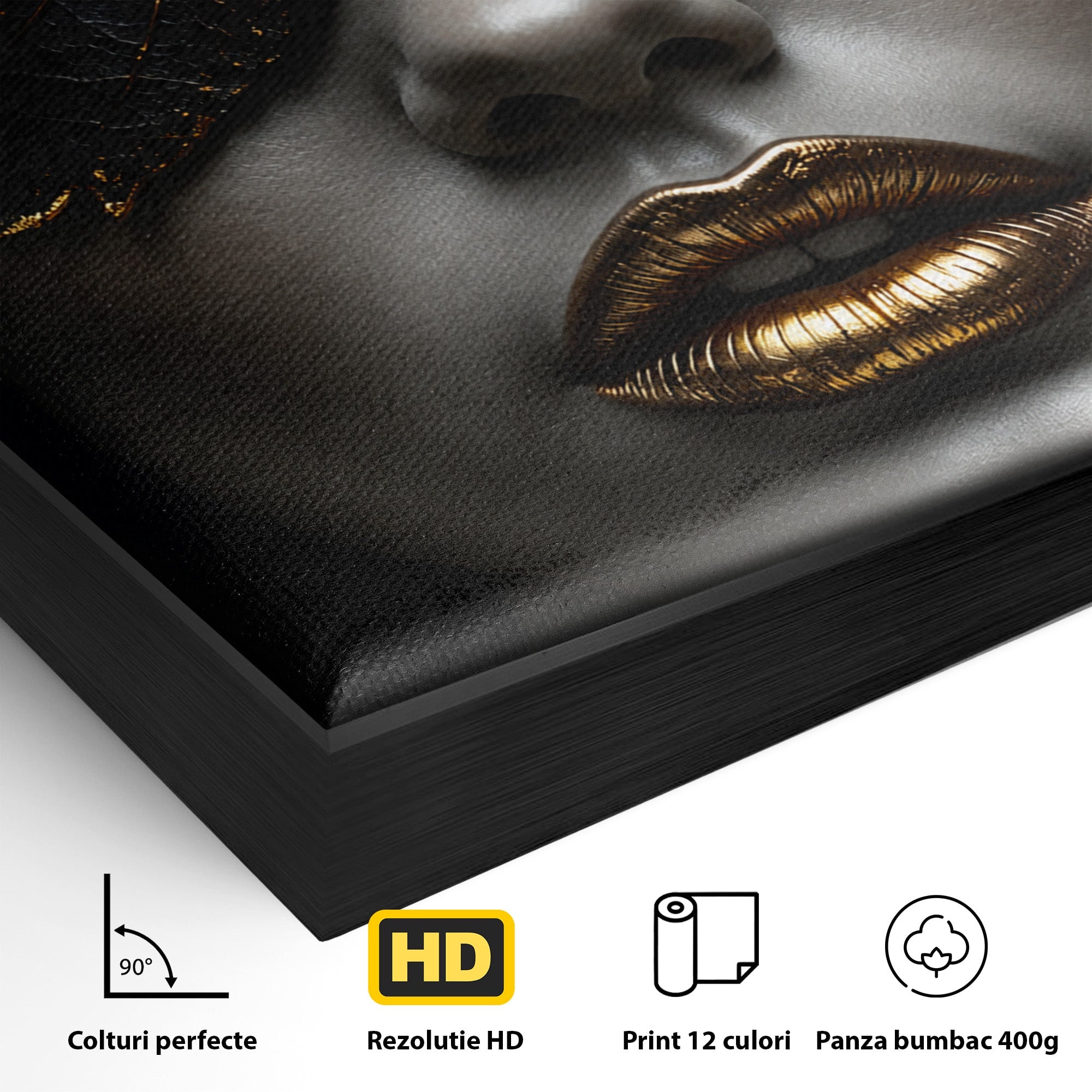 Tablou Canvas Premium LuxCanva® G1298, Misterul Auriu, Portret, Mister, Eleganta, Dormitor, Living, Culori Vibrante