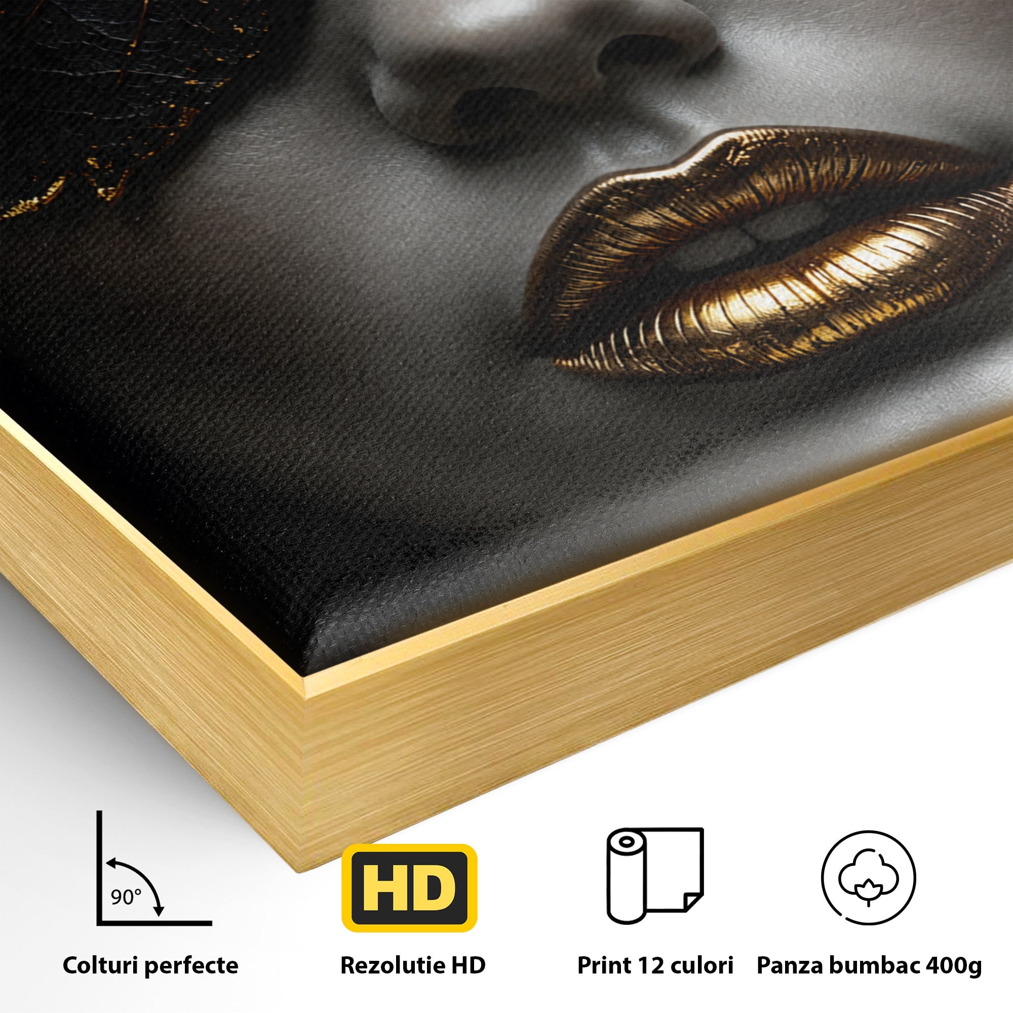 Tablou Canvas Premium LuxCanva® G1298, Misterul Auriu, Portret, Mister, Eleganta, Dormitor, Living, Culori Vibrante