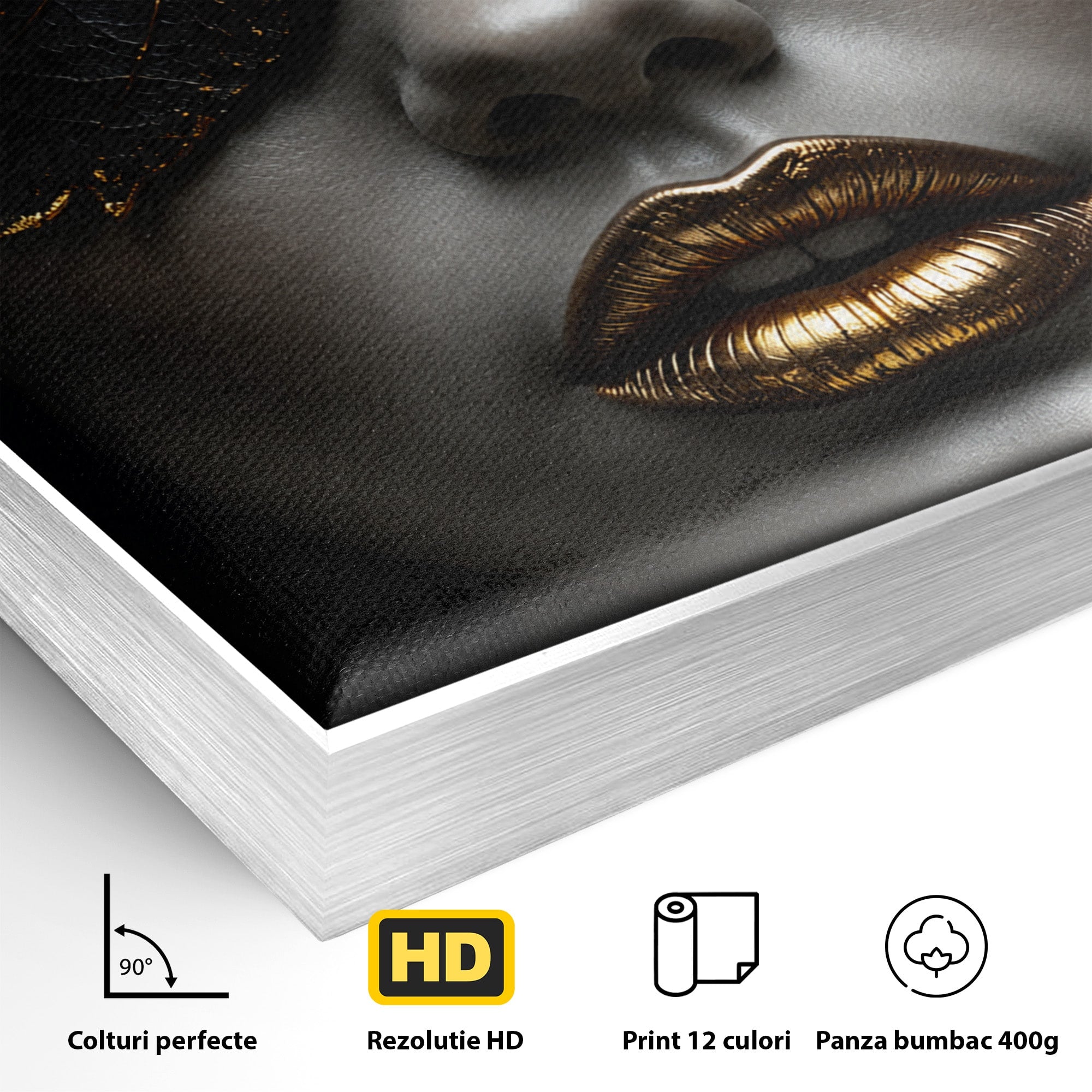 Tablou Canvas Premium LuxCanva® G1298, Misterul Auriu, Portret, Mister, Eleganta, Dormitor, Living, Culori Vibrante