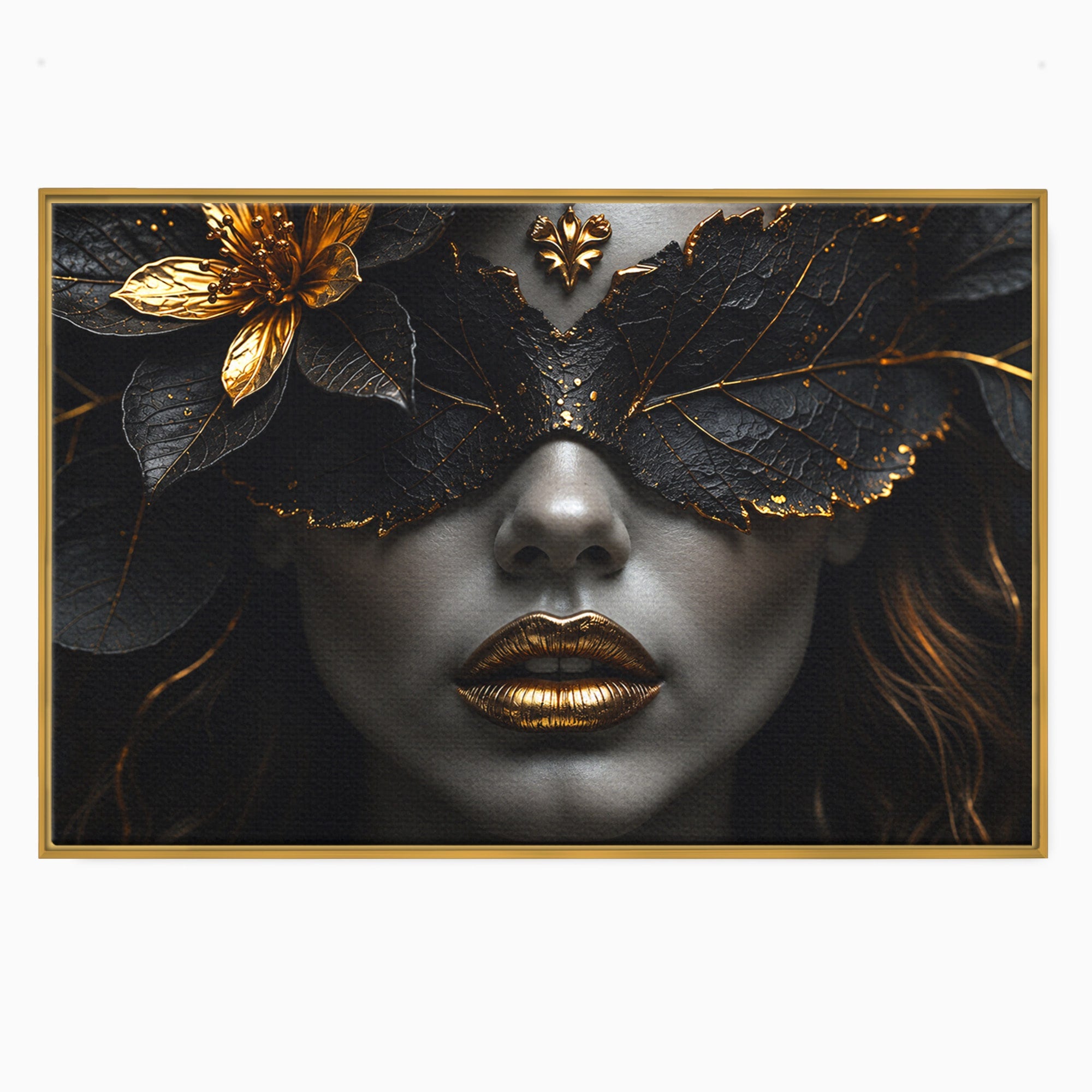 Tablou Canvas Premium LuxCanva® G1298, Misterul Auriu, Portret, Mister, Eleganta, Dormitor, Living, Culori Vibrante