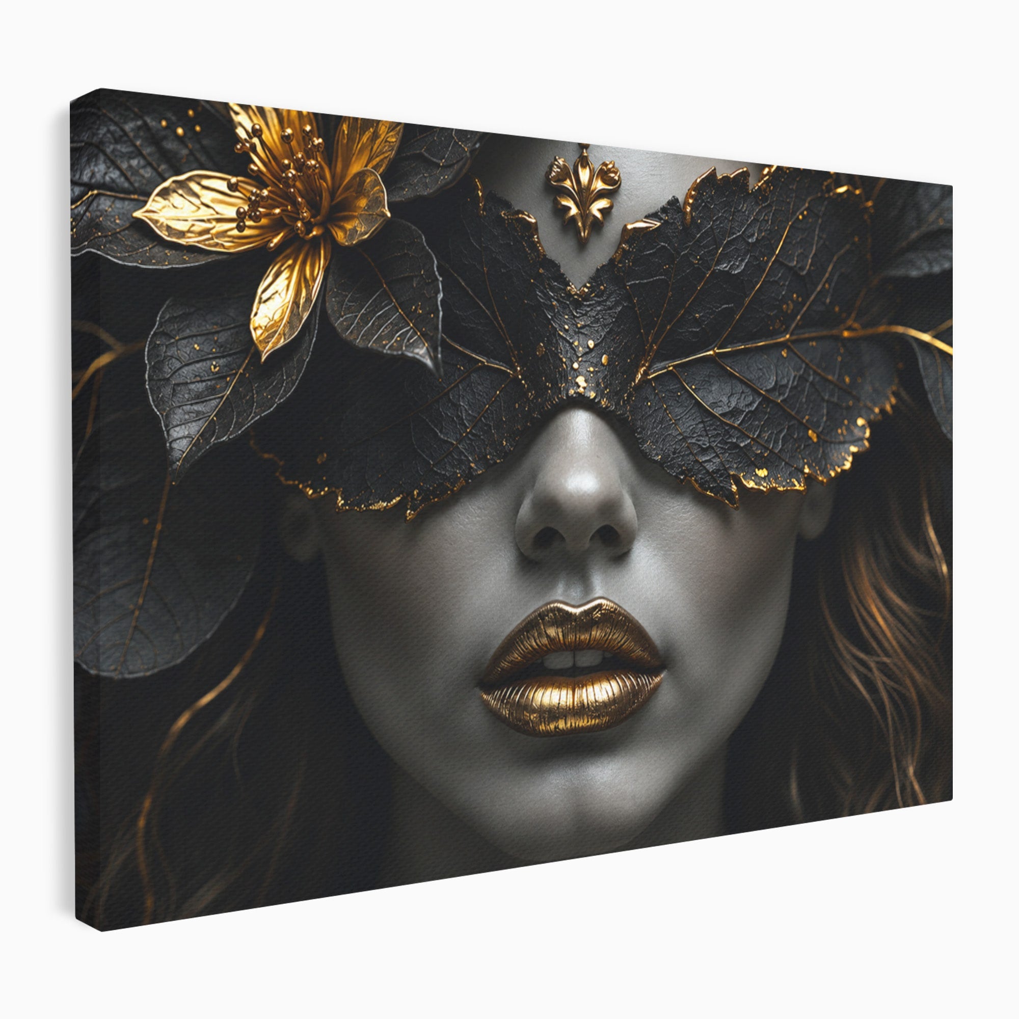 Tablou Canvas Premium LuxCanva® G1298, Misterul Auriu, Portret, Mister, Eleganta, Dormitor, Living, Culori Vibrante