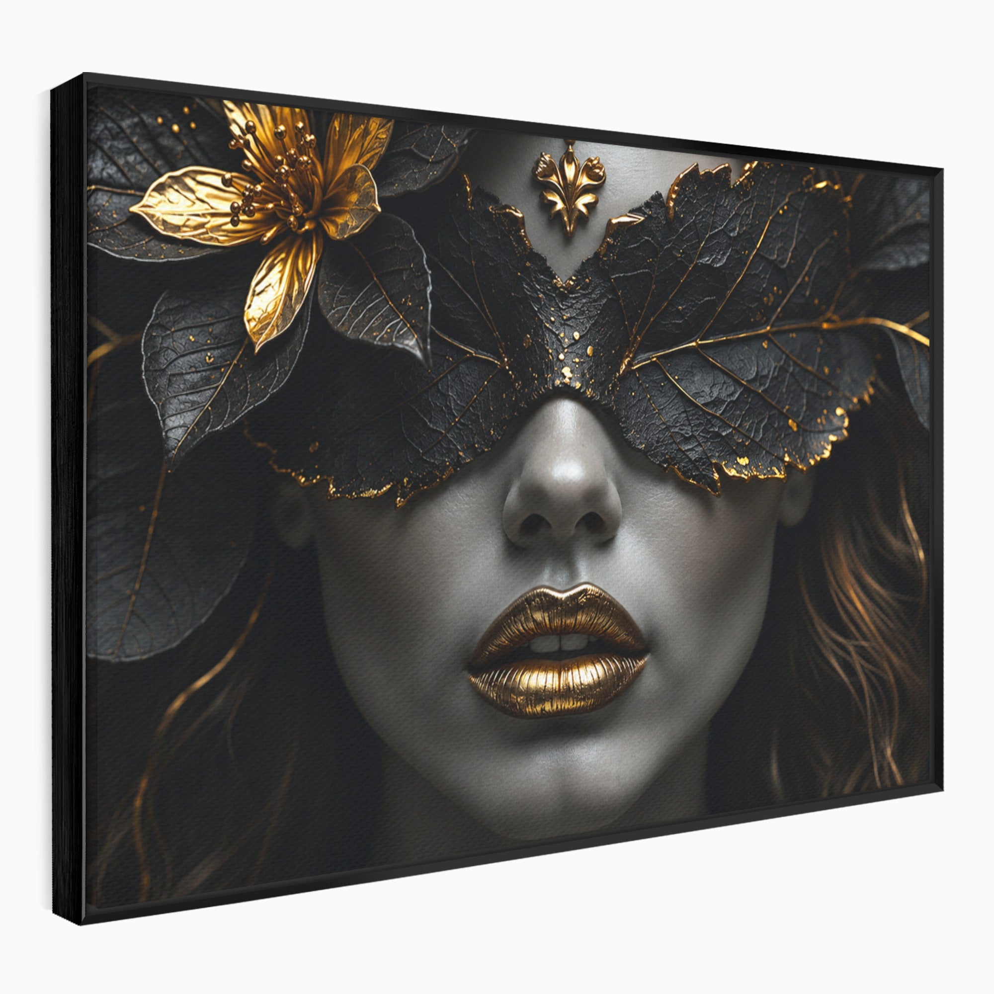 Tablou Canvas Premium LuxCanva® G1298, Misterul Auriu, Portret, Mister, Eleganta, Dormitor, Living, Culori Vibrante