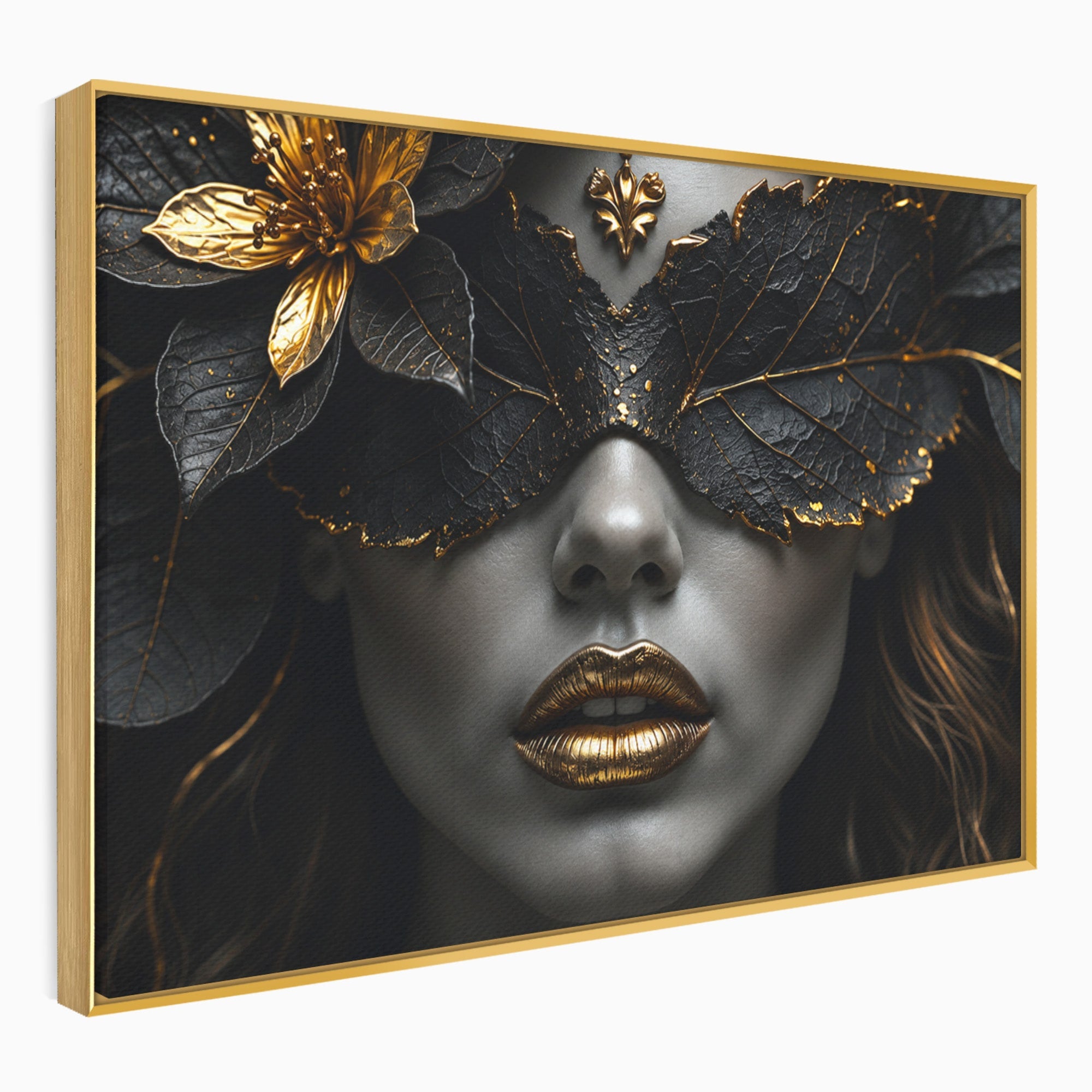 Tablou Canvas Premium LuxCanva® G1298, Misterul Auriu, Portret, Mister, Eleganta, Dormitor, Living, Culori Vibrante