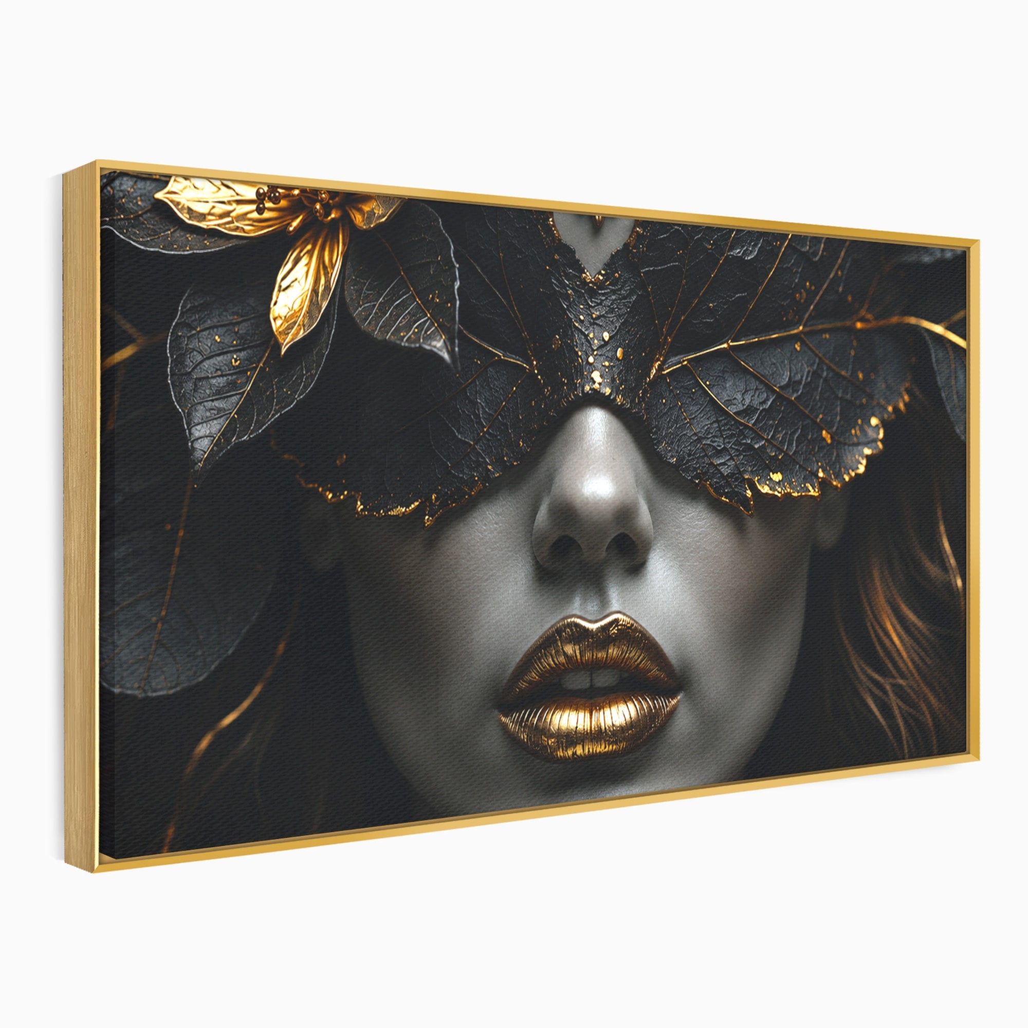 Tablou Canvas Premium LuxCanva® G1298, Misterul Auriu, Portret, Mister, Eleganta, Dormitor, Living, Culori Vibrante