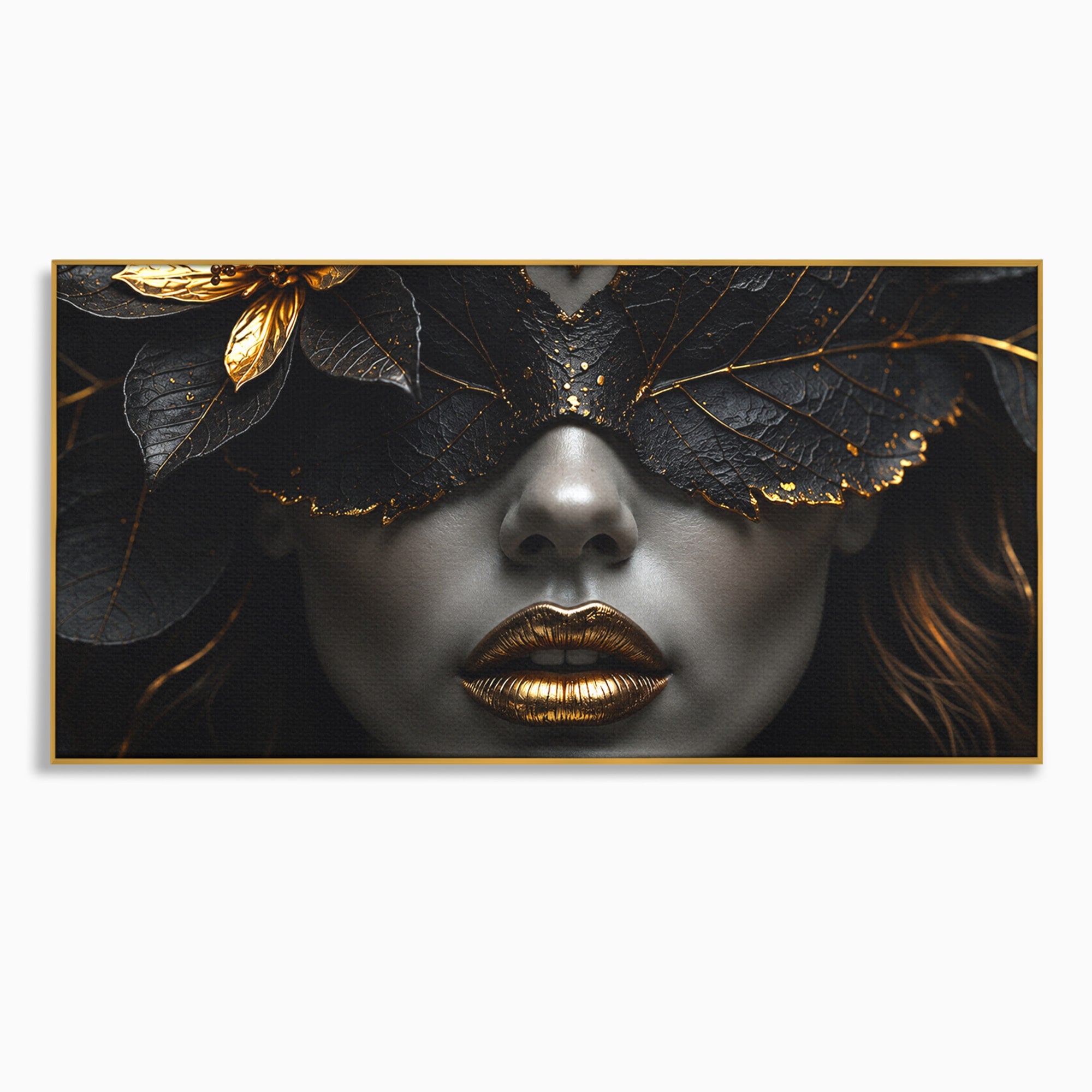 Tablou Canvas Premium LuxCanva® G1298, Misterul Auriu, Portret, Mister, Eleganta, Dormitor, Living, Culori Vibrante