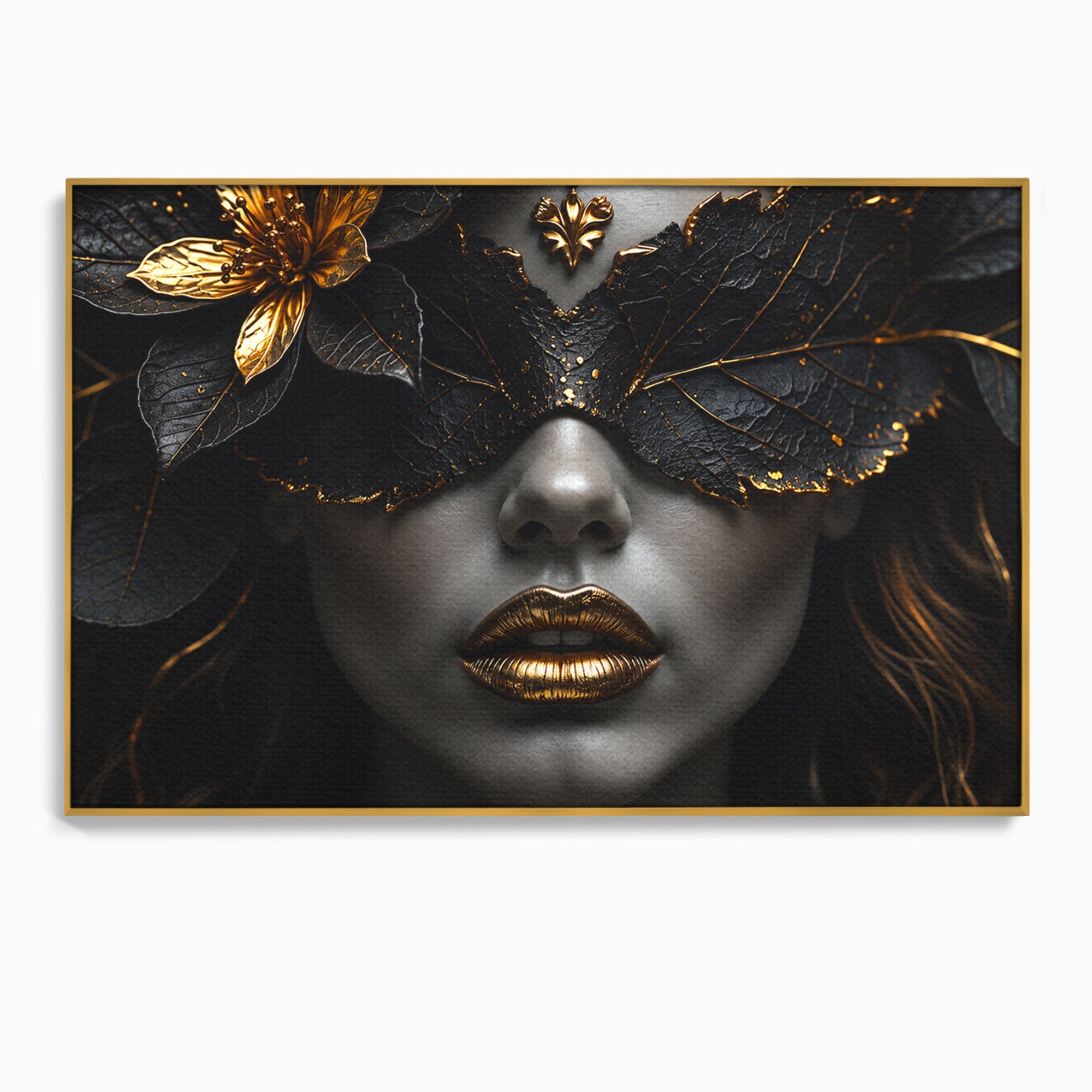 Tablou Canvas Premium LuxCanva® G1298, Misterul Auriu, Portret, Mister, Eleganta, Dormitor, Living, Culori Vibrante