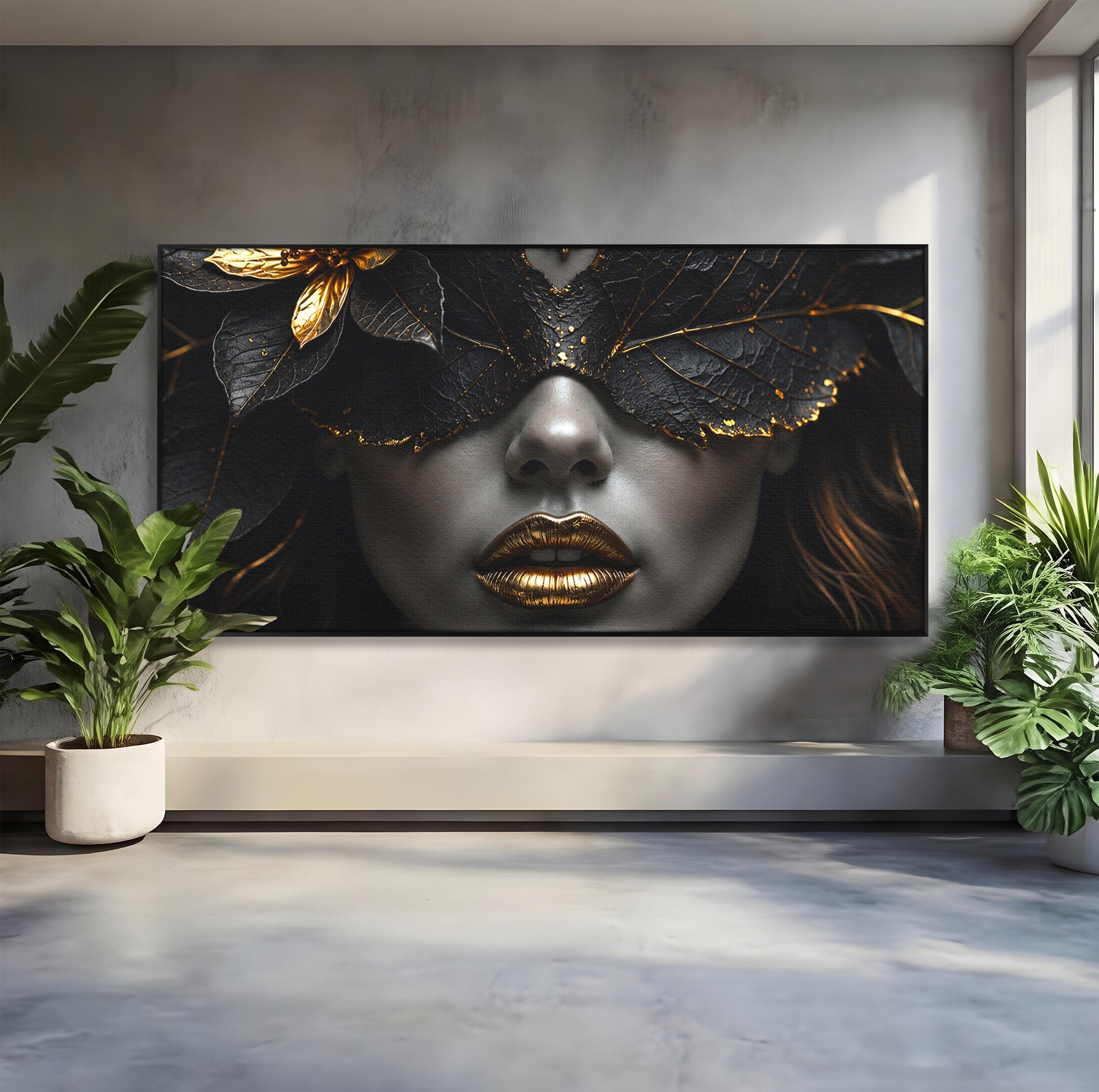 Tablou Canvas Premium LuxCanva® G1298, Misterul Auriu, Portret, Mister, Eleganta, Dormitor, Living, Culori Vibrante