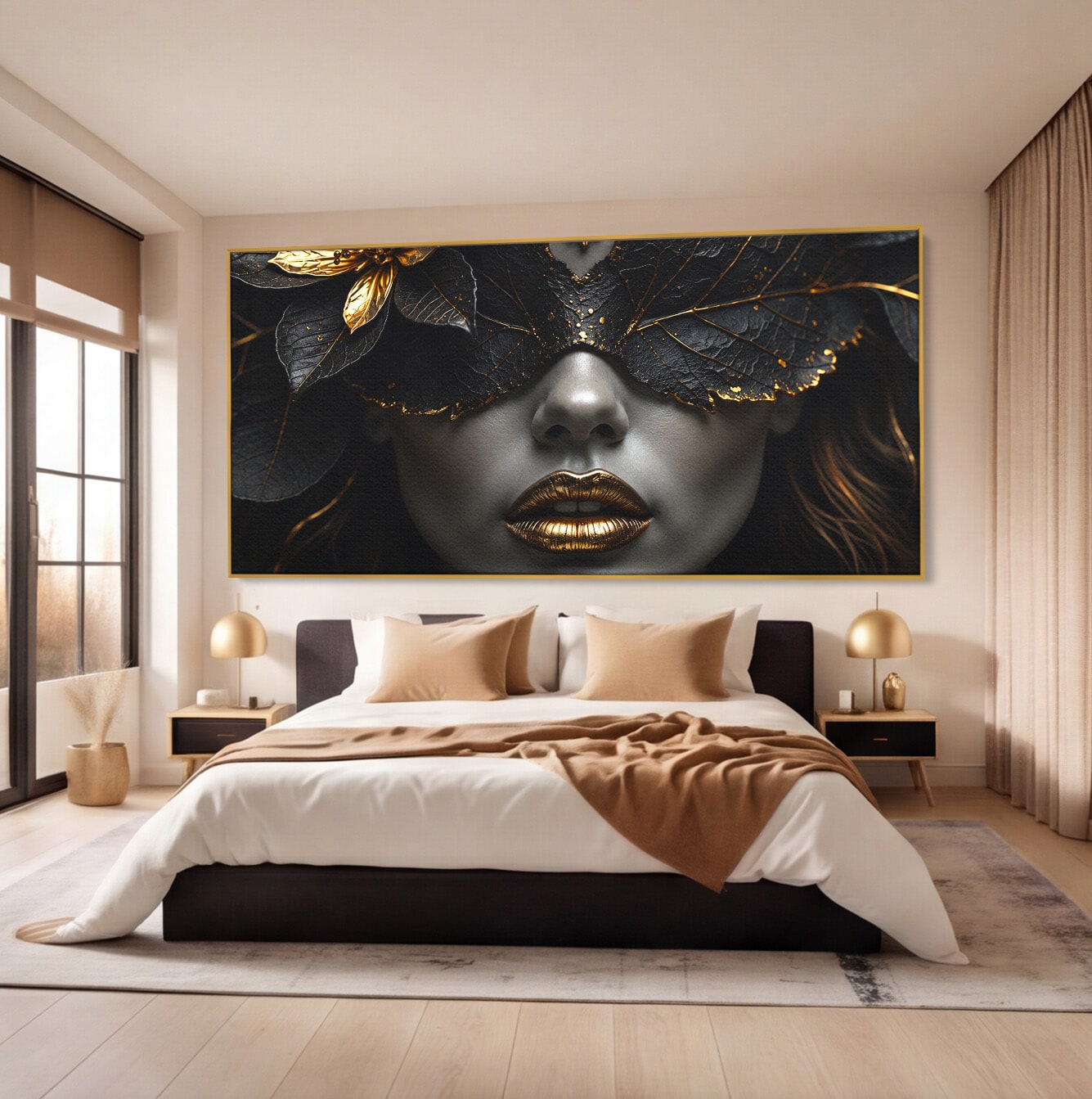 Tablou Canvas Premium LuxCanva® G1298, Misterul Auriu, Portret, Mister, Eleganta, Dormitor, Living, Culori Vibrante