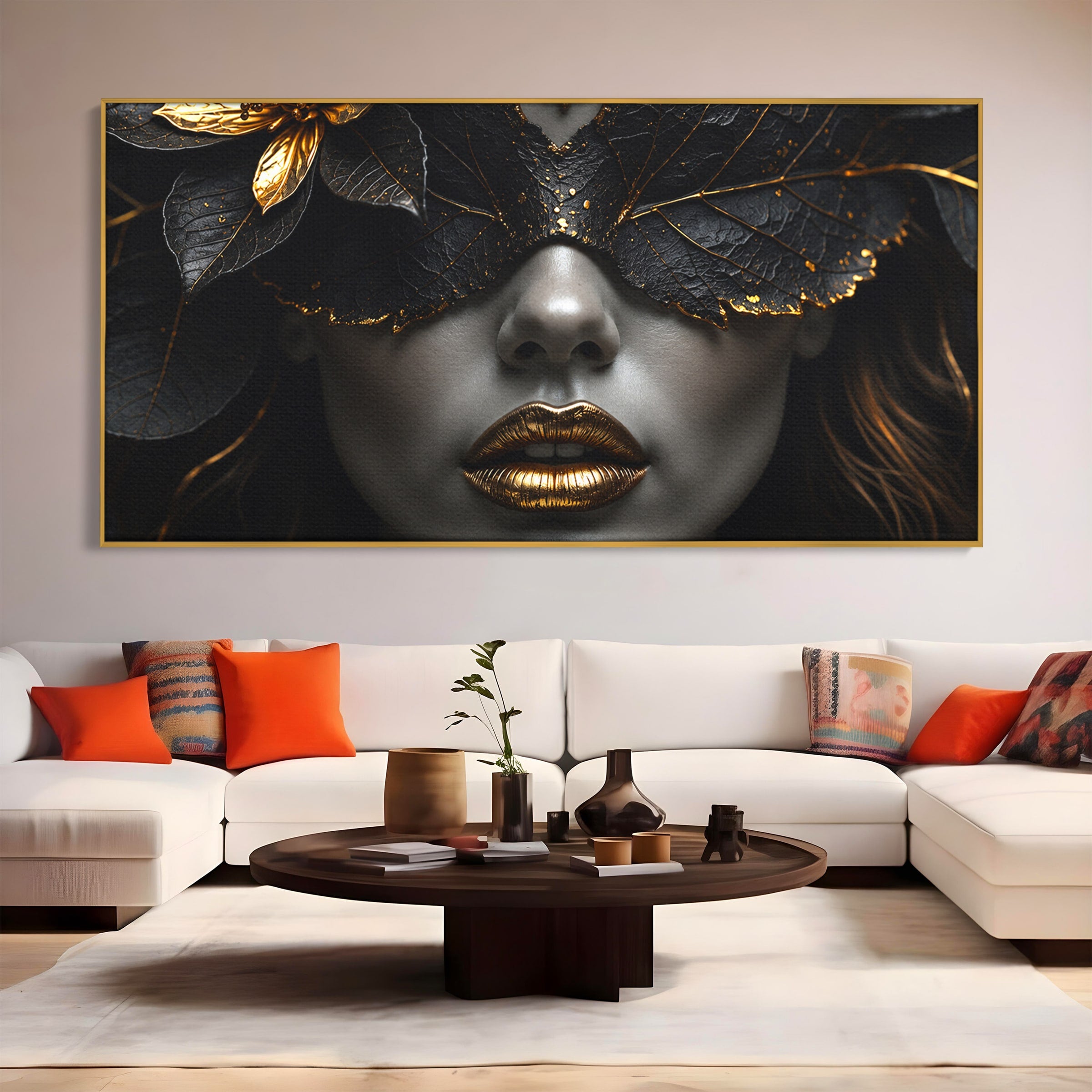 Tablou Canvas Premium LuxCanva® G1298, Misterul Auriu, Portret, Mister, Eleganta, Dormitor, Living, Culori Vibrante