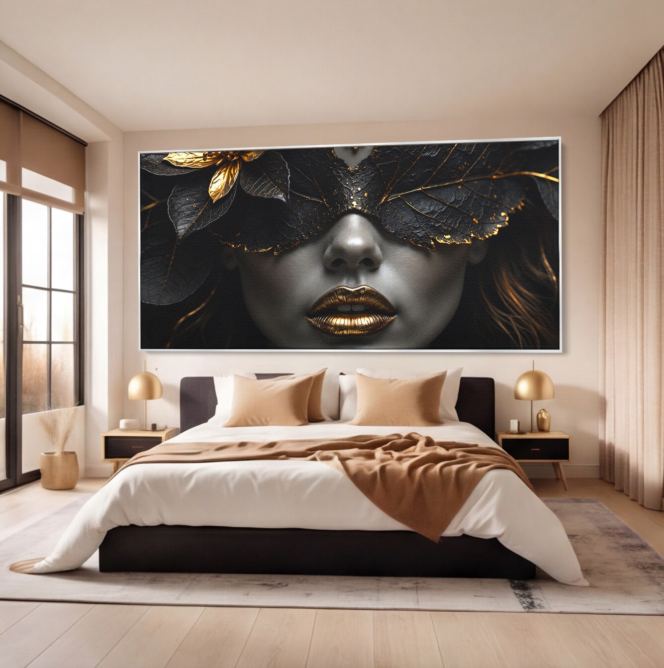 Tablou Canvas Premium LuxCanva® G1298, Misterul Auriu, Portret, Mister, Eleganta, Dormitor, Living, Culori Vibrante