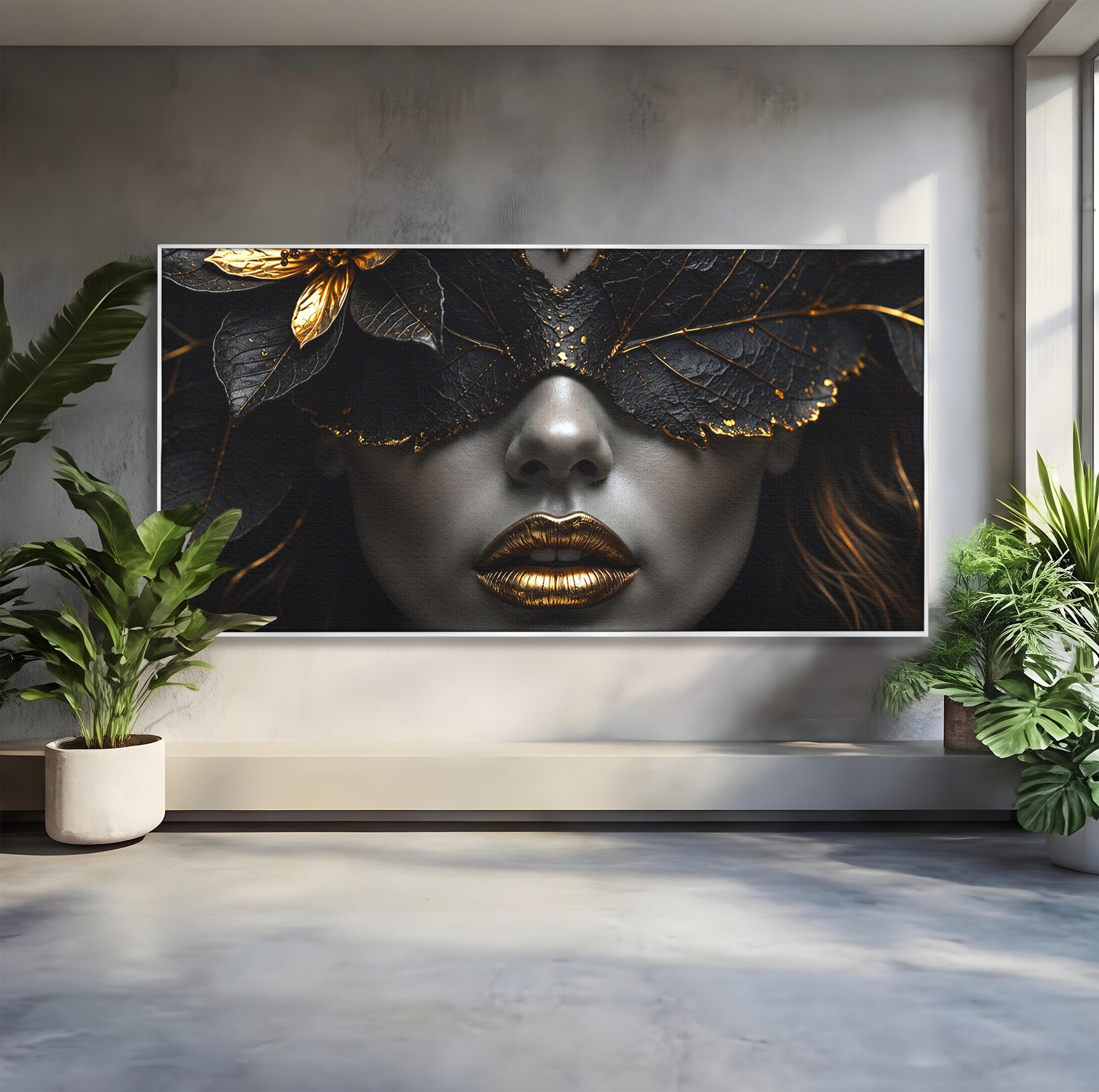 Tablou Canvas Premium LuxCanva® G1298, Misterul Auriu, Portret, Mister, Eleganta, Dormitor, Living, Culori Vibrante