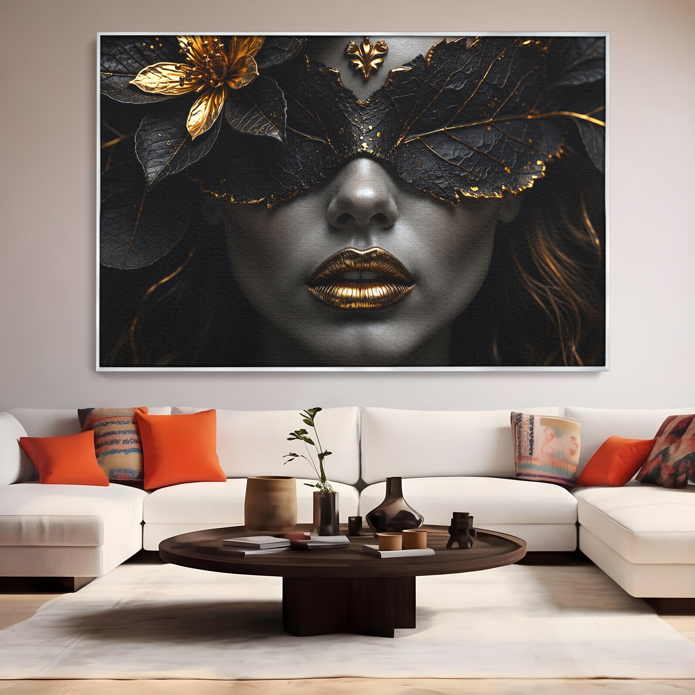 Tablou Canvas Premium LuxCanva® G1298, Misterul Auriu, Portret, Mister, Eleganta, Dormitor, Living, Culori Vibrante