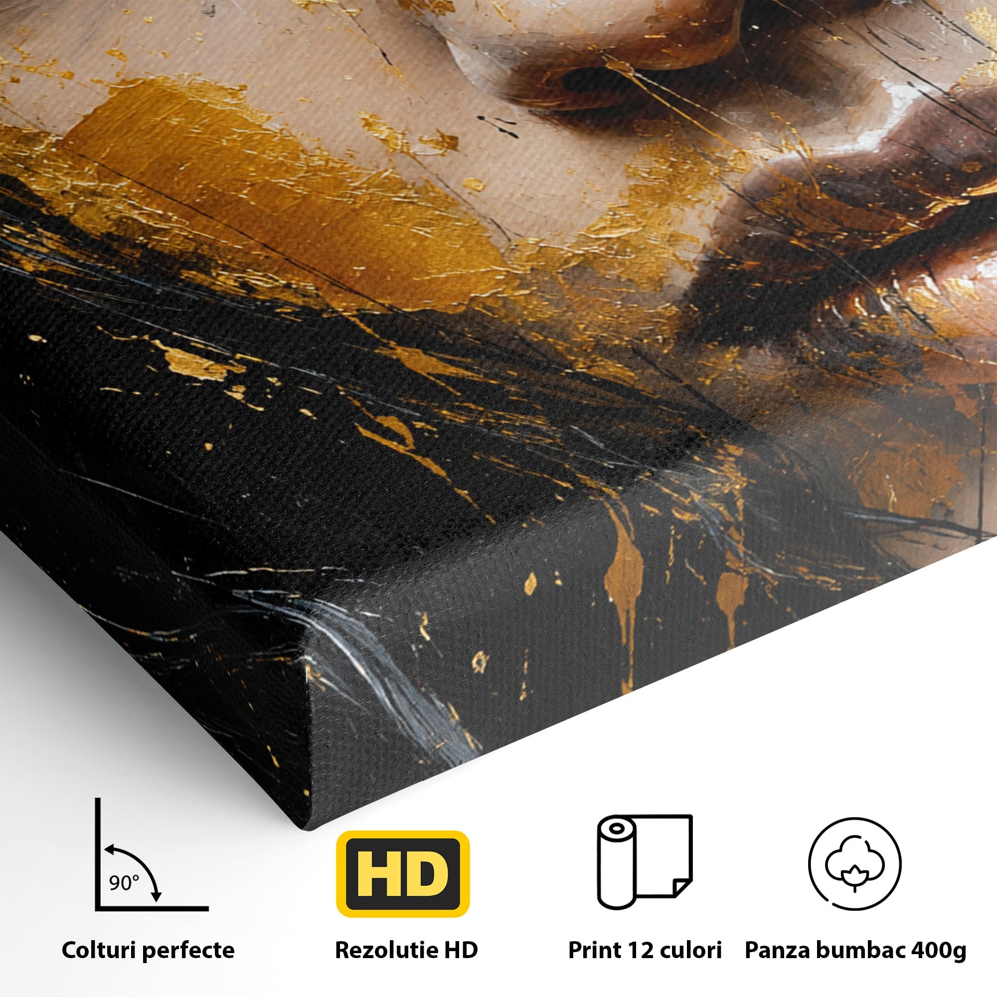 Tablou Canvas Premium LuxCanva® G1299, Portretul Aurit, Portret, Femeie, Arta Abstracta, Emotie, Dormitor, Culori Vibrante