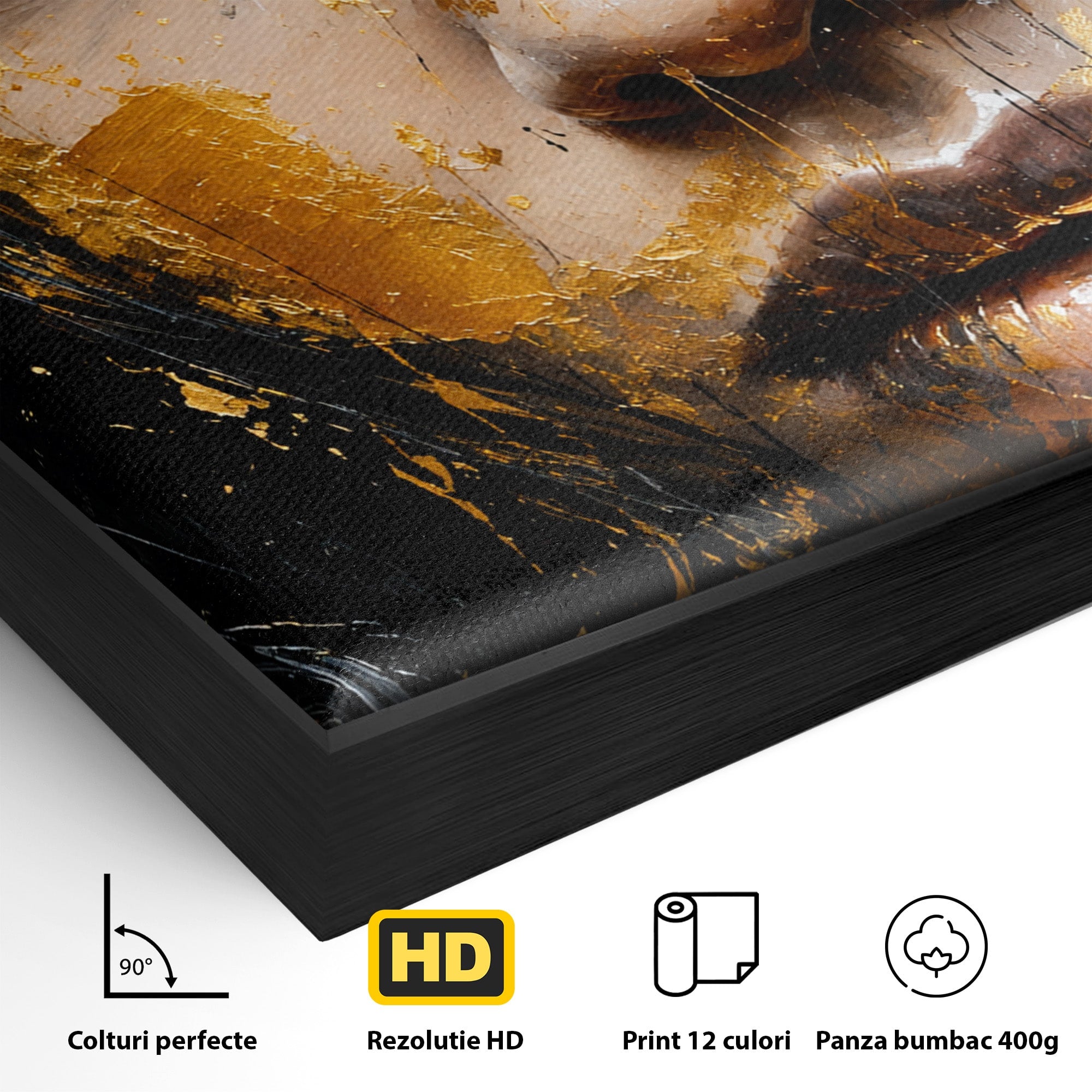 Tablou Canvas Premium LuxCanva® G1299, Portretul Aurit, Portret, Femeie, Arta Abstracta, Emotie, Dormitor, Culori Vibrante