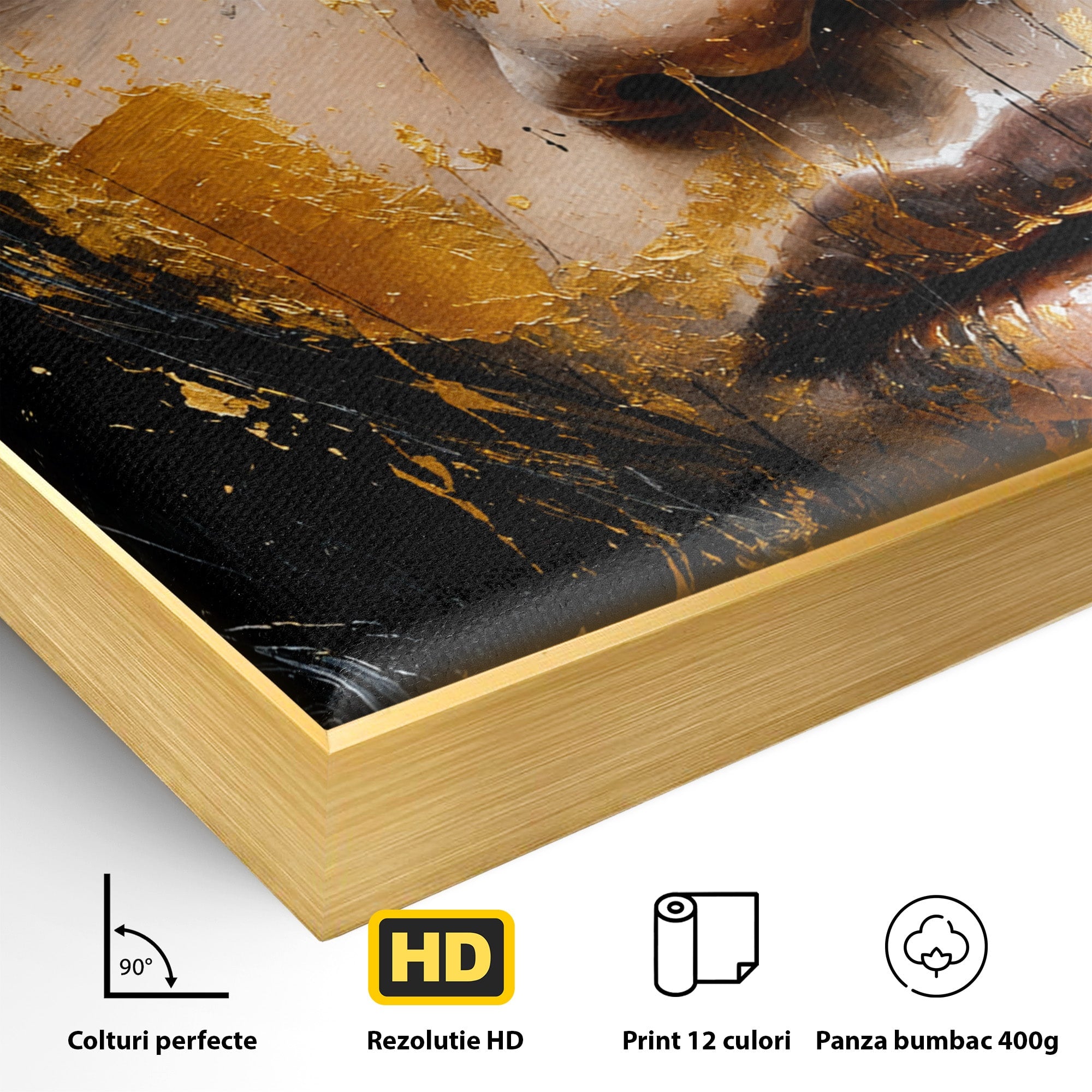 Tablou Canvas Premium LuxCanva® G1299, Portretul Aurit, Portret, Femeie, Arta Abstracta, Emotie, Dormitor, Culori Vibrante
