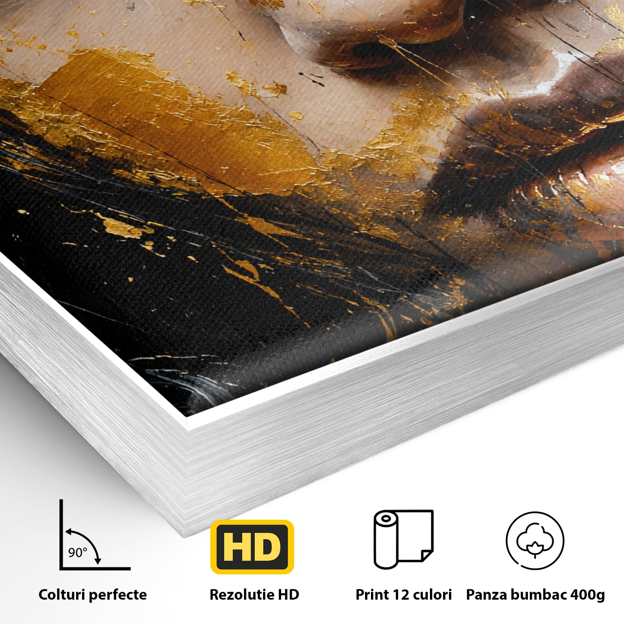 Tablou Canvas Premium LuxCanva® G1299, Portretul Aurit, Portret, Femeie, Arta Abstracta, Emotie, Dormitor, Culori Vibrante