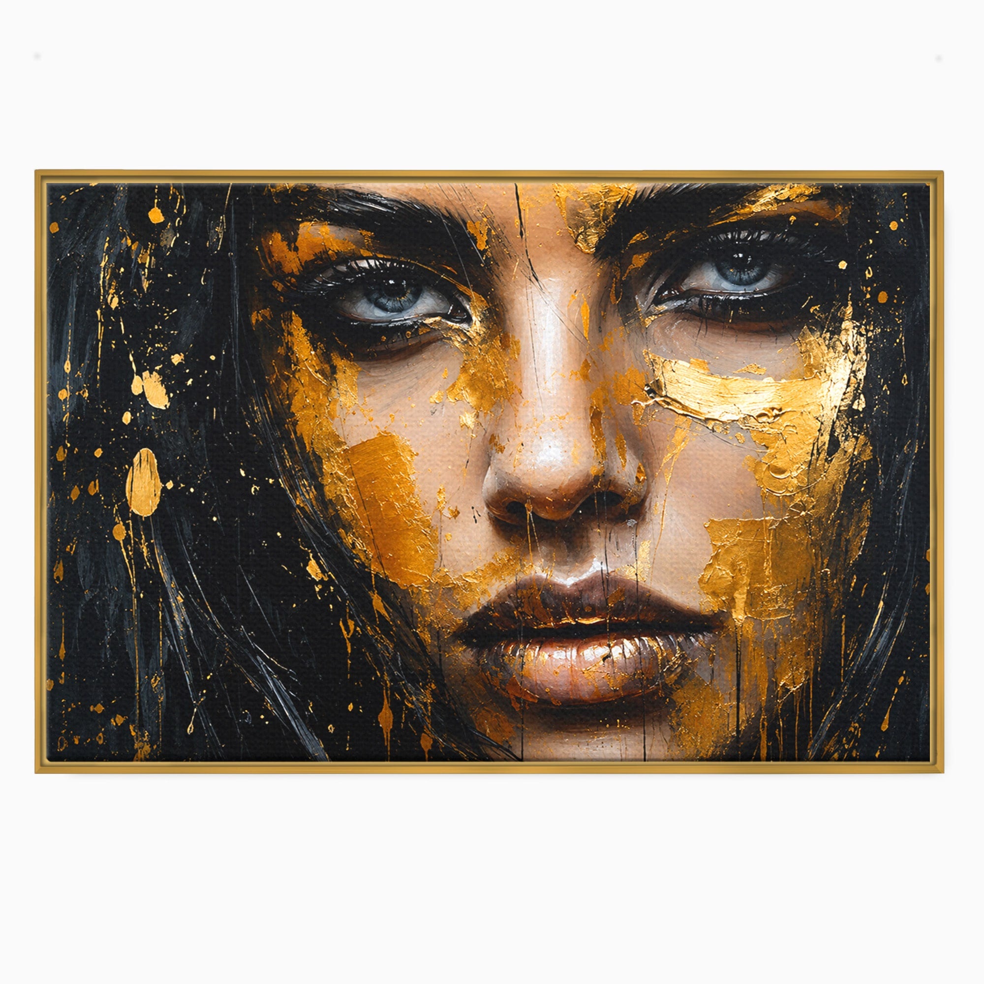 Tablou Canvas Premium LuxCanva® G1299, Portretul Aurit, Portret, Femeie, Arta Abstracta, Emotie, Dormitor, Culori Vibrante