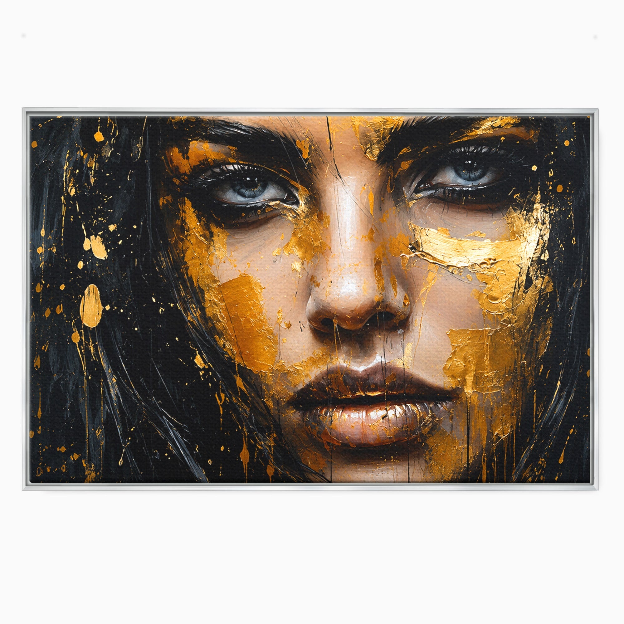 Tablou Canvas Premium LuxCanva® G1299, Portretul Aurit, Portret, Femeie, Arta Abstracta, Emotie, Dormitor, Culori Vibrante