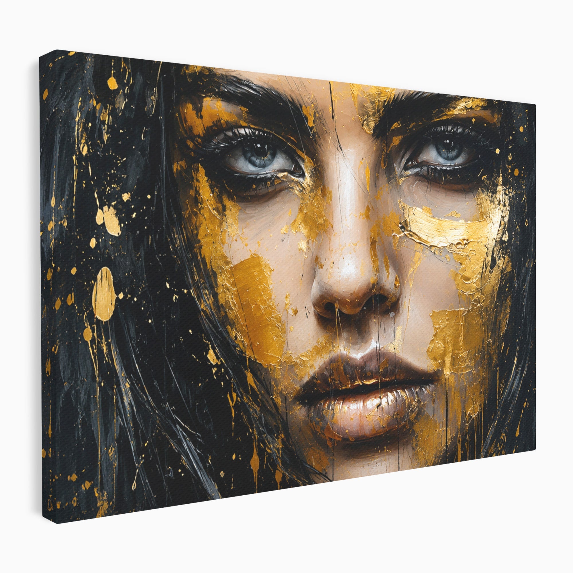 Tablou Canvas Premium LuxCanva® G1299, Portretul Aurit, Portret, Femeie, Arta Abstracta, Emotie, Dormitor, Culori Vibrante