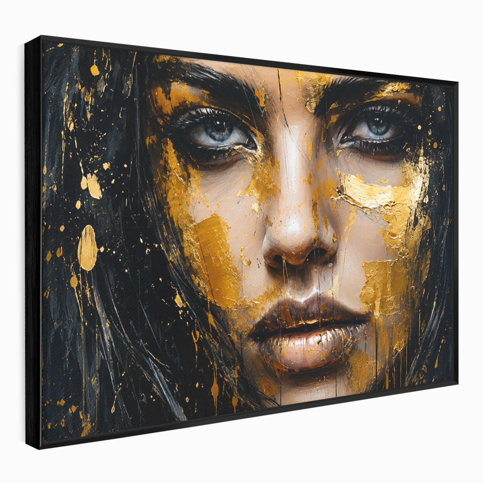 Tablou Canvas Premium LuxCanva® G1299, Portretul Aurit, Portret, Femeie, Arta Abstracta, Emotie, Dormitor, Culori Vibrante